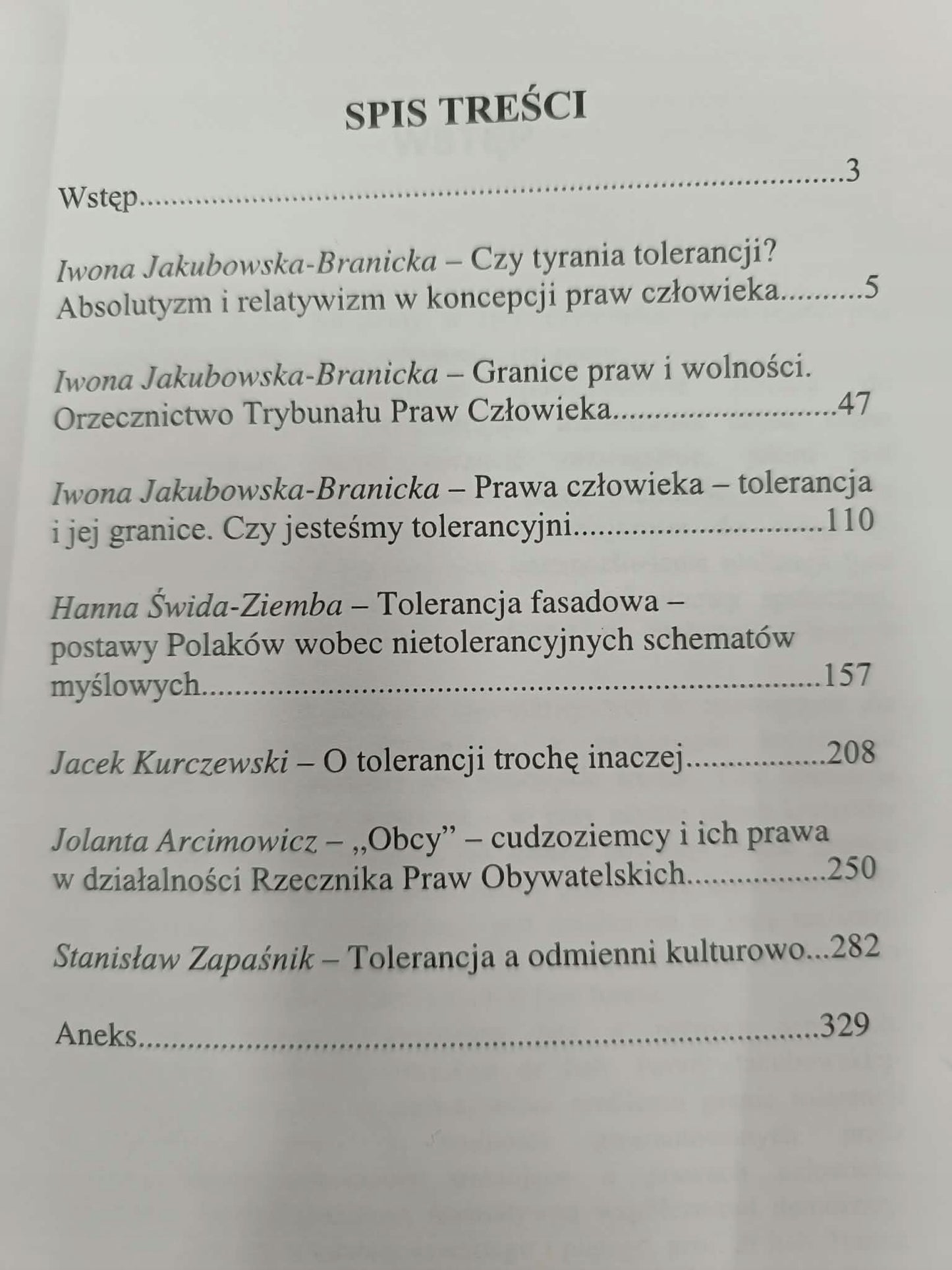 Prawa człowieka. Tolerancja i jej granice, Iwona Jakubowska-Branicka