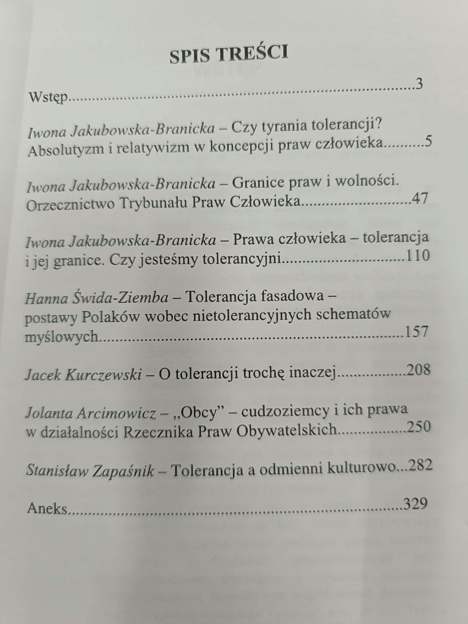 Prawa człowieka. Tolerancja i jej granice, Iwona Jakubowska-Branicka
