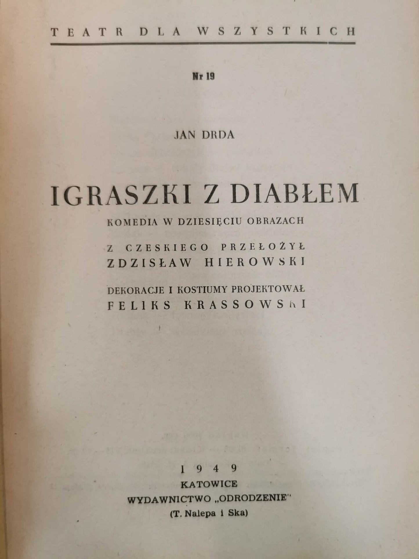 Igraszki z diabłem, Jan Drda [Teatr dla wszystkich nr 19]