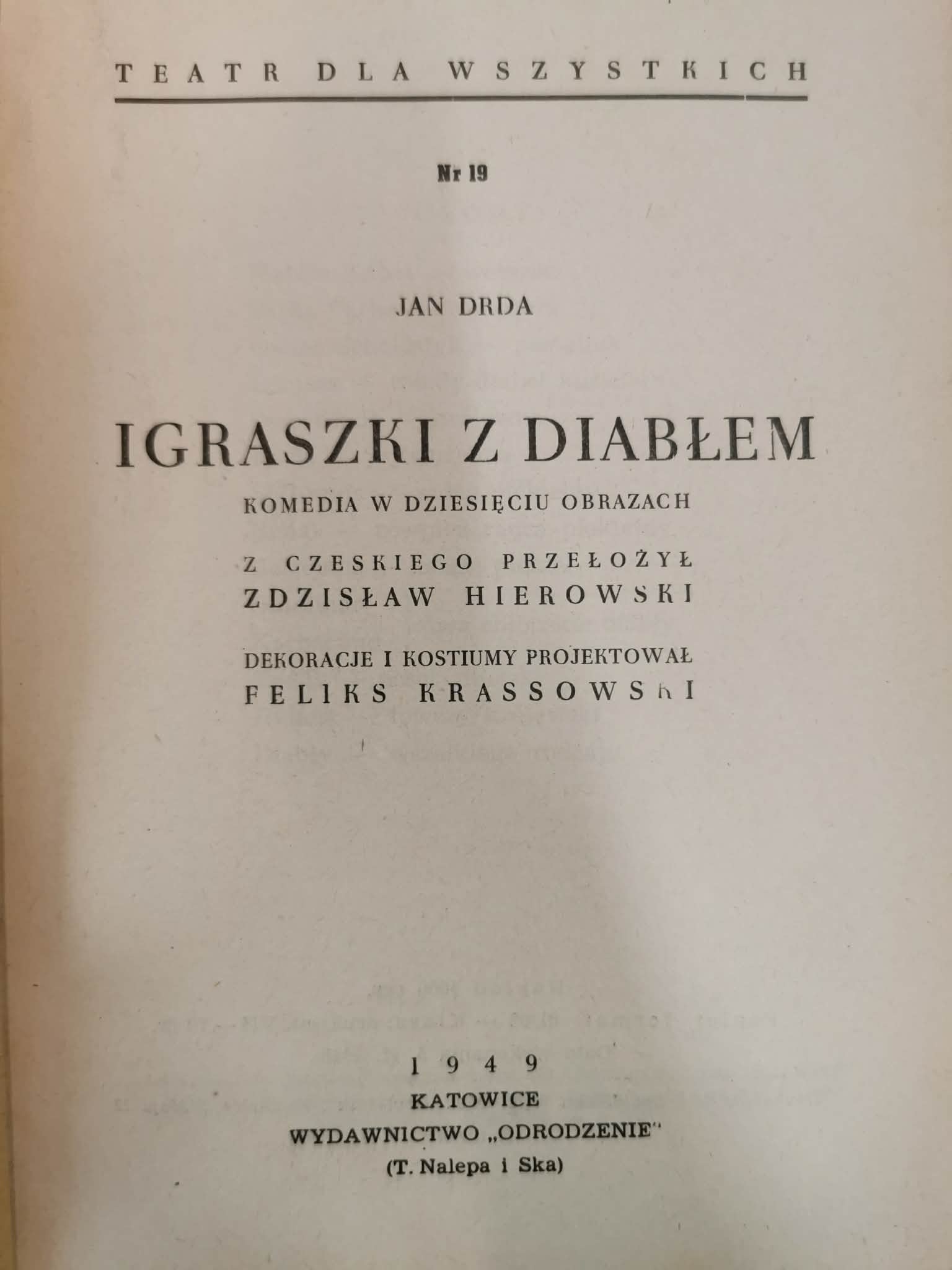 Igraszki z diabłem, Jan Drda [Teatr dla wszystkich nr 19]