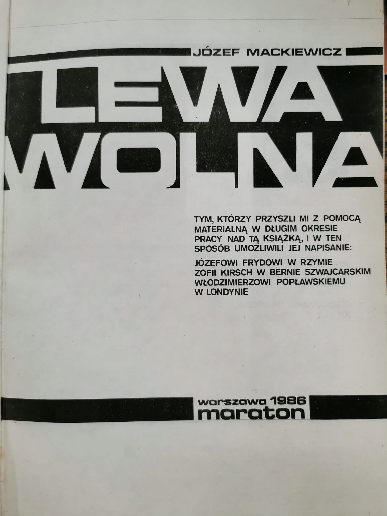 Lewa wolna, J. Mackiewicz [1986]