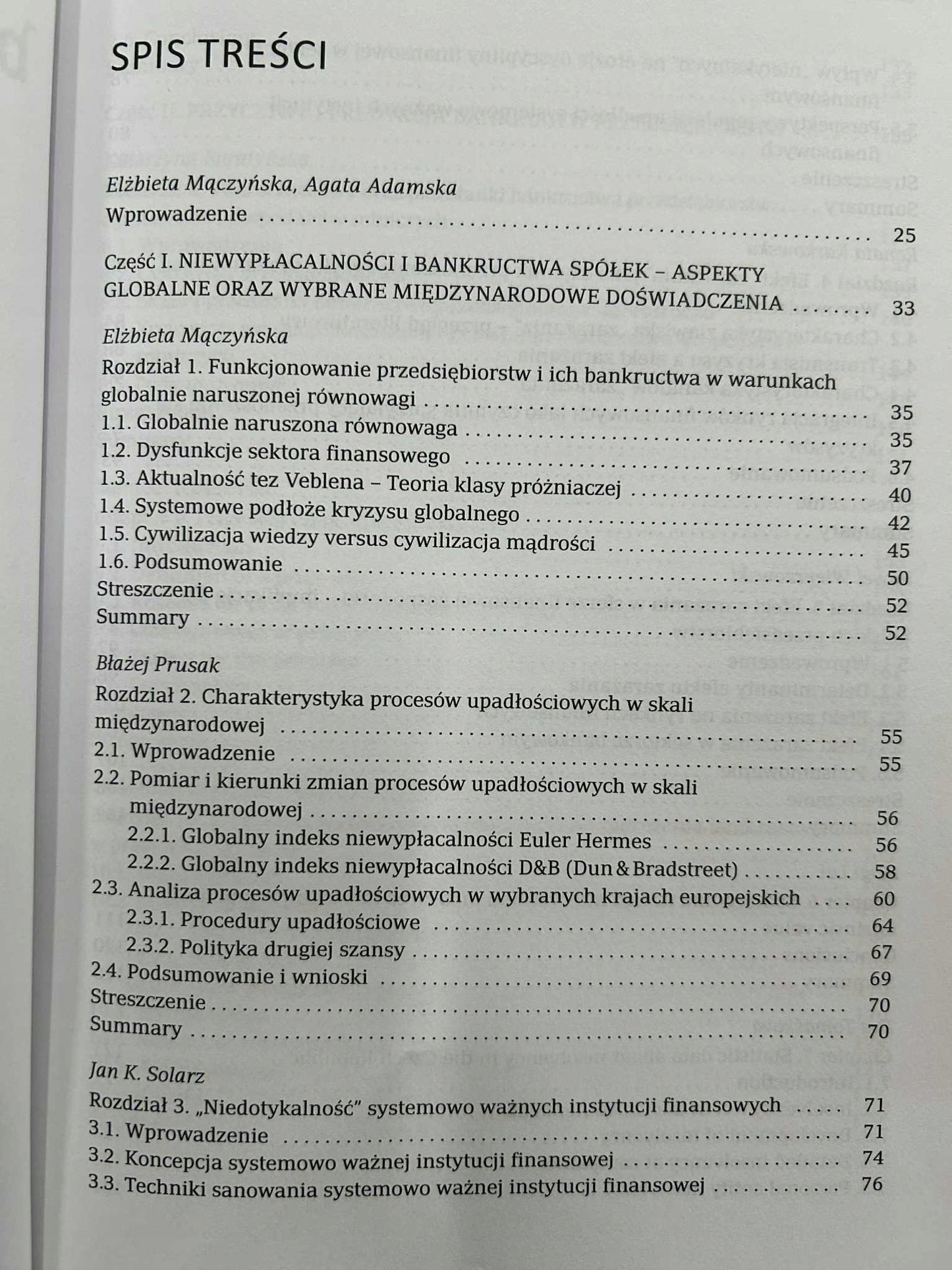 Upadłości, bankructwa i naprawa przedsiębiorstw. Wybrane zagadnienia