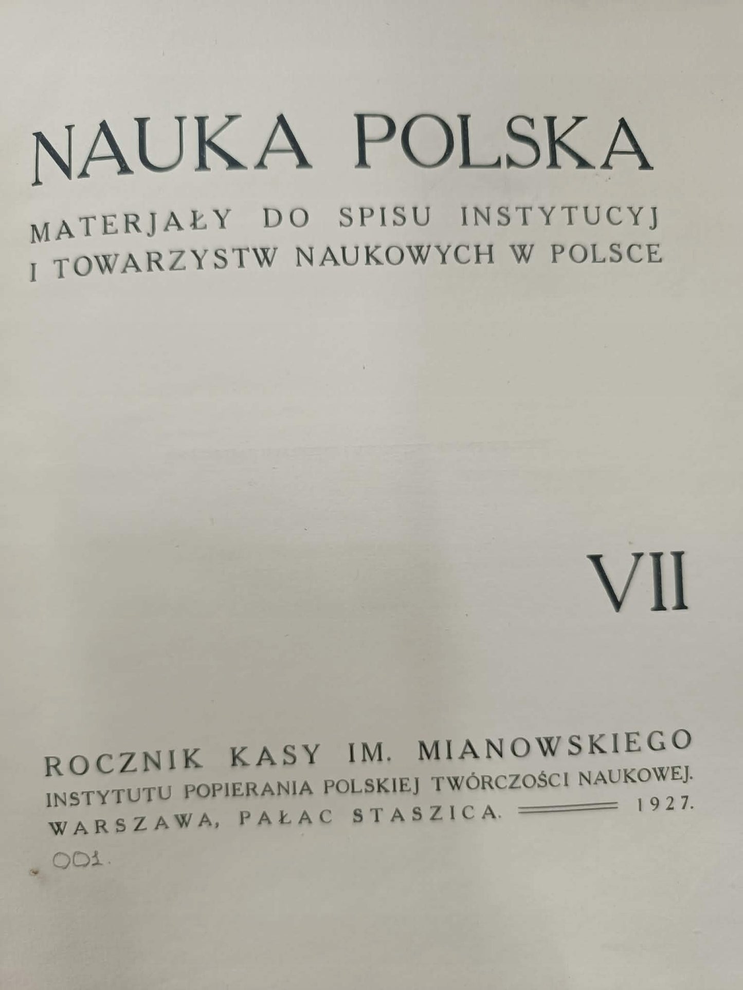 Nauka polska VII 1927 materjały do spisu instytucyj i towarzystw naukowych