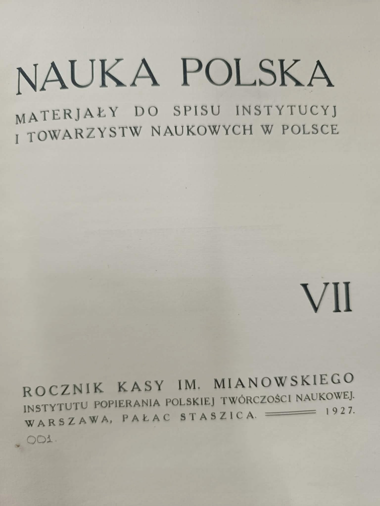 Nauka polska VII 1927 materjały do spisu instytucyj i towarzystw naukowych