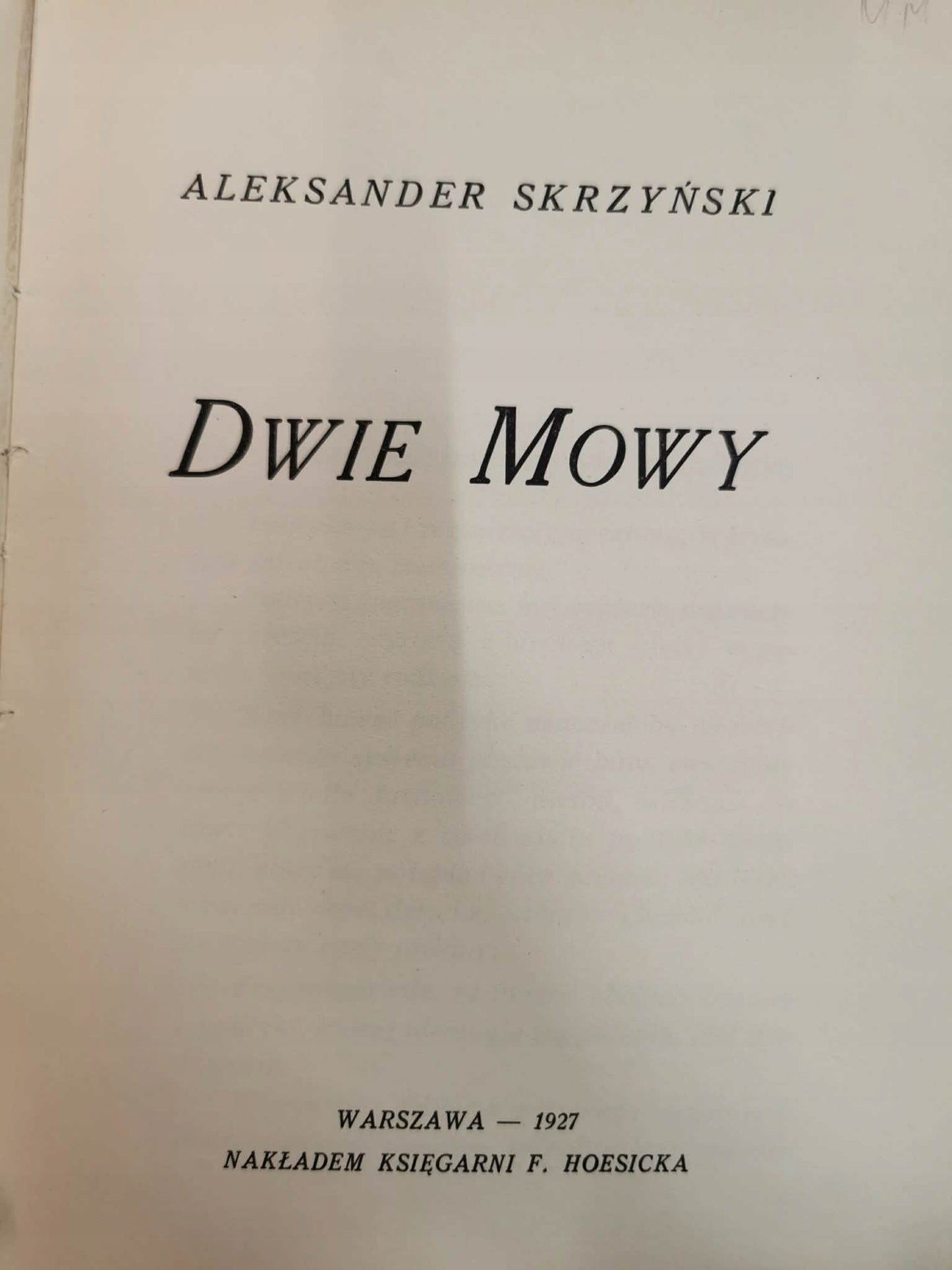 Dwie Mowy, Aleksander Skrzyński [1927]