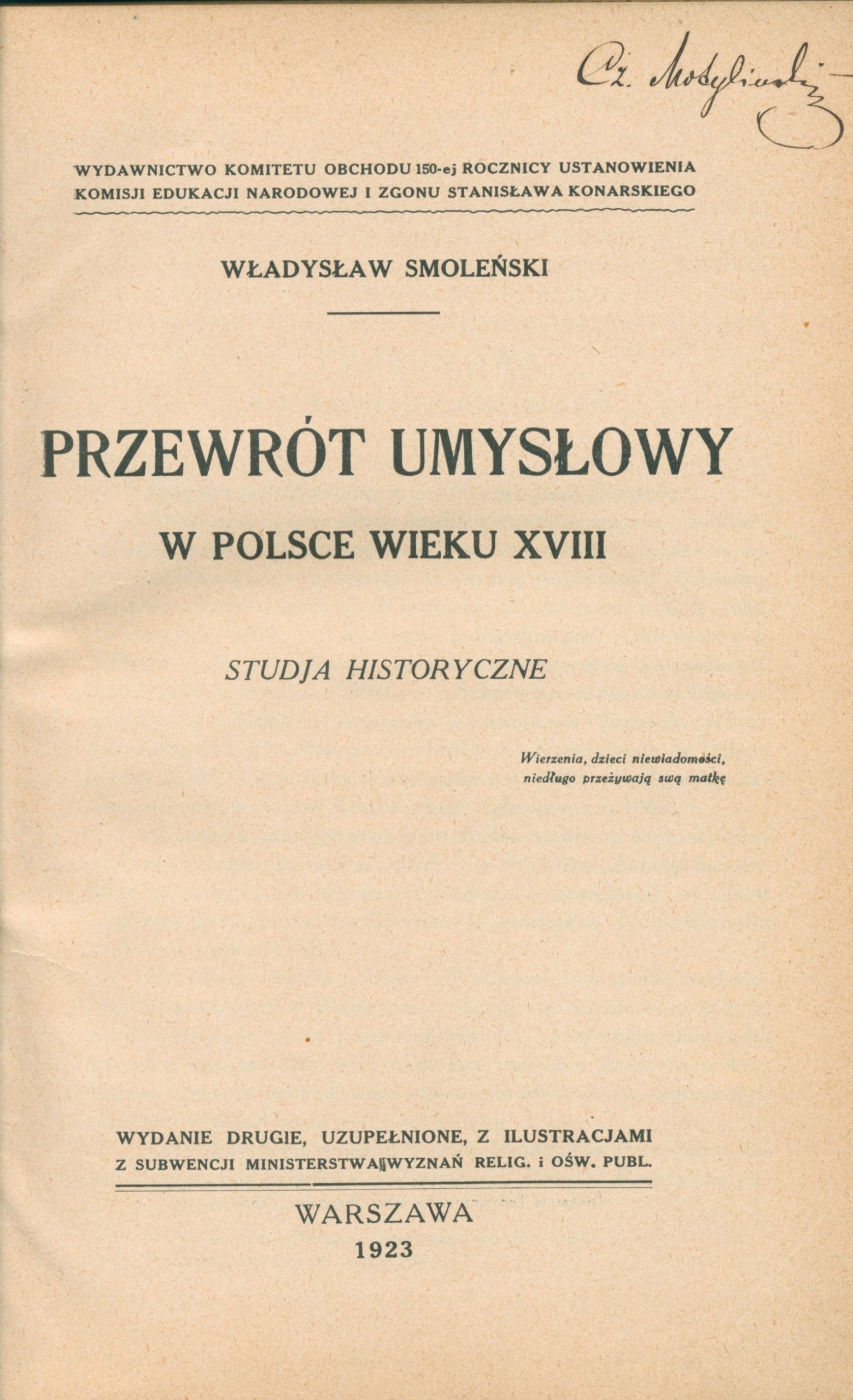 Przewrót umysłowy w Polsce wieku XVIII Smoleński Władysław [Warszawa 1923]