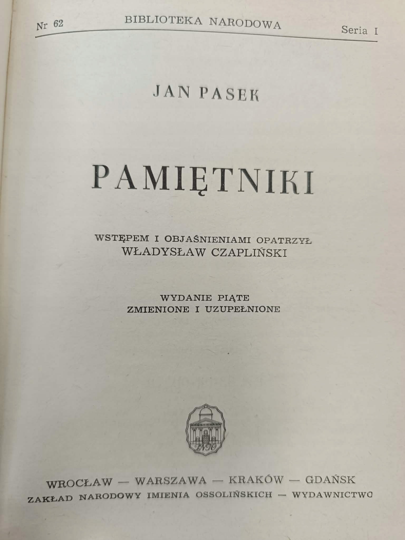 Biblioteka Narodowa, zestaw 24 książek [Niemcewicz, Gall, Pasek, Słowacki]