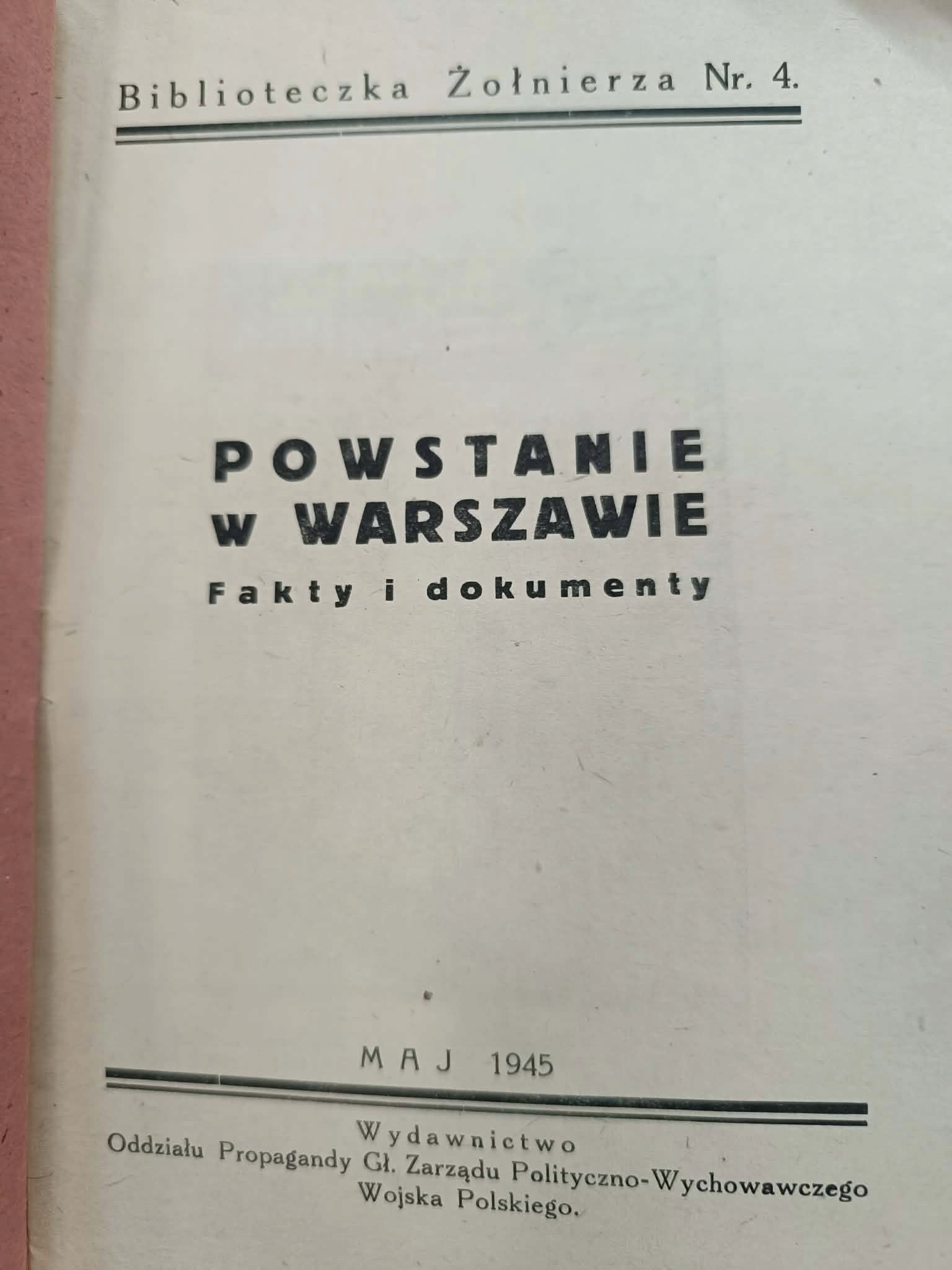 Powstanie w Warszawie, Fakty i dokumenty, [Biblioteczka Żołnierza Nr. 4]
