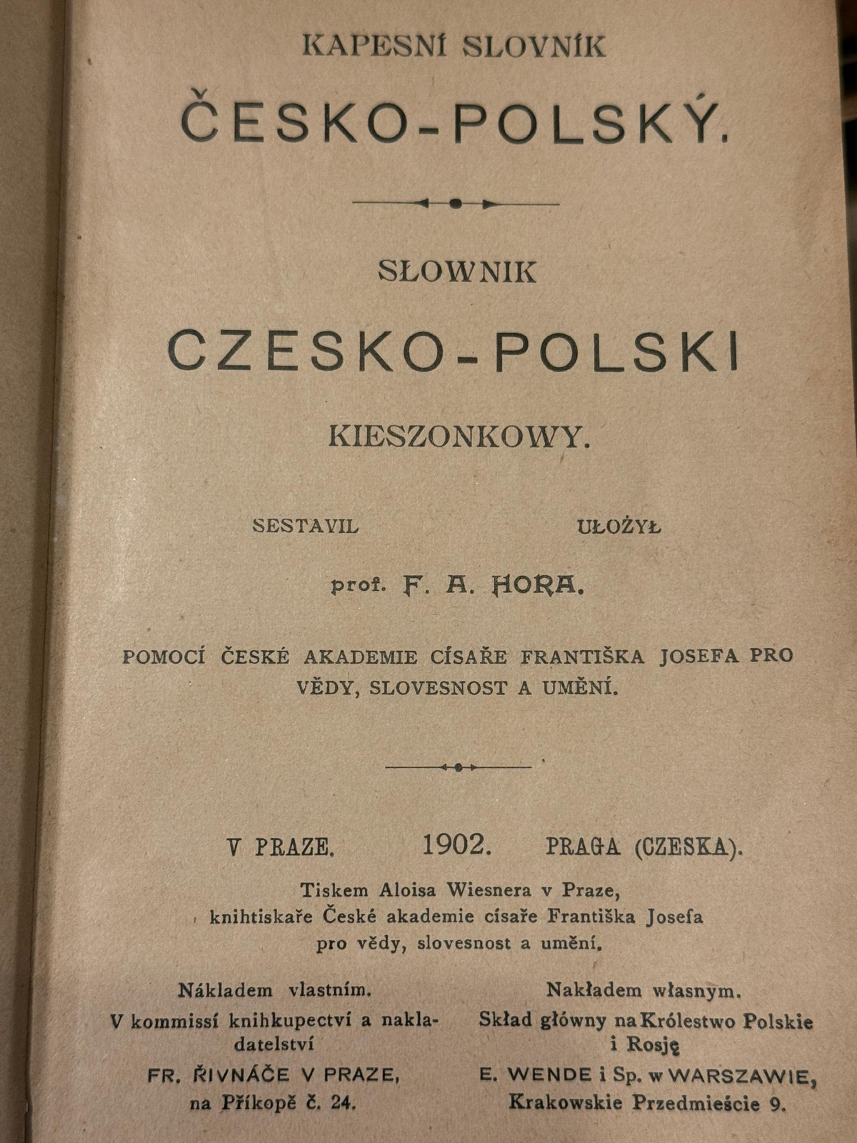 Słownik czesko-polski kieszonkowy Kapesni Slovnik [1902 r.]