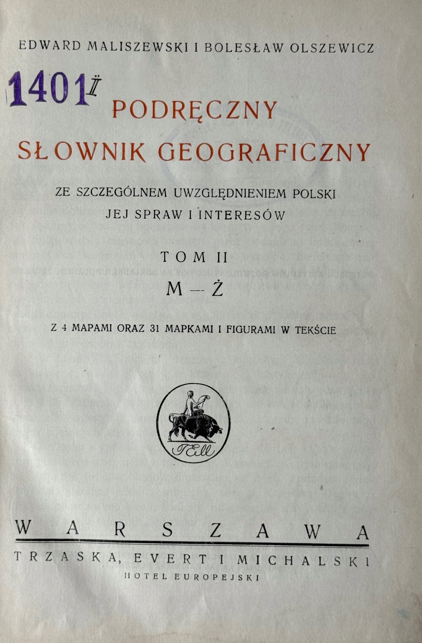 Podręczny Słownik Geograficzny Tom. I-II Maliszewski, Olszewicz [1925]