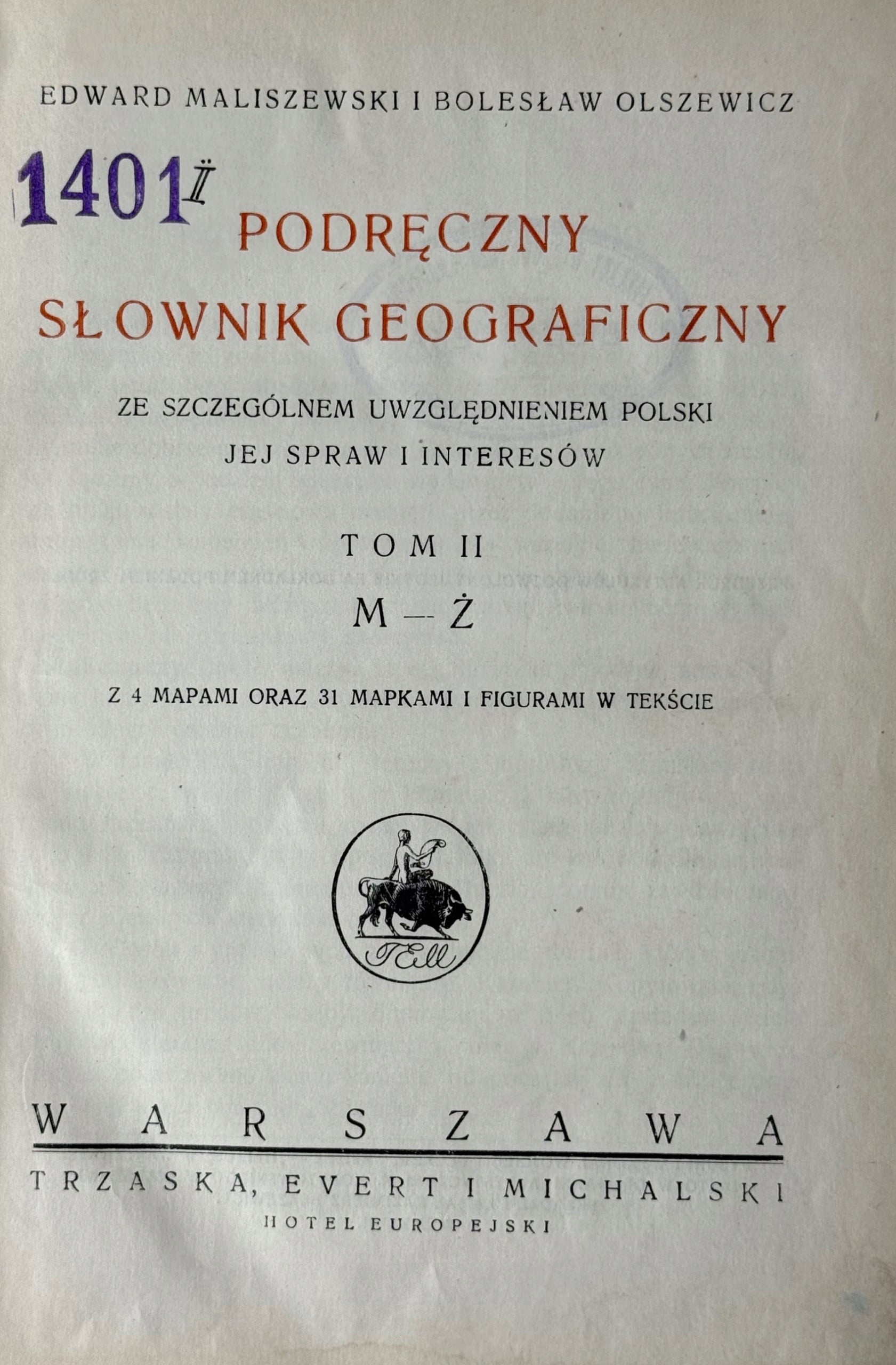 Podręczny Słownik Geograficzny Tom. I-II Maliszewski, Olszewicz [1925]