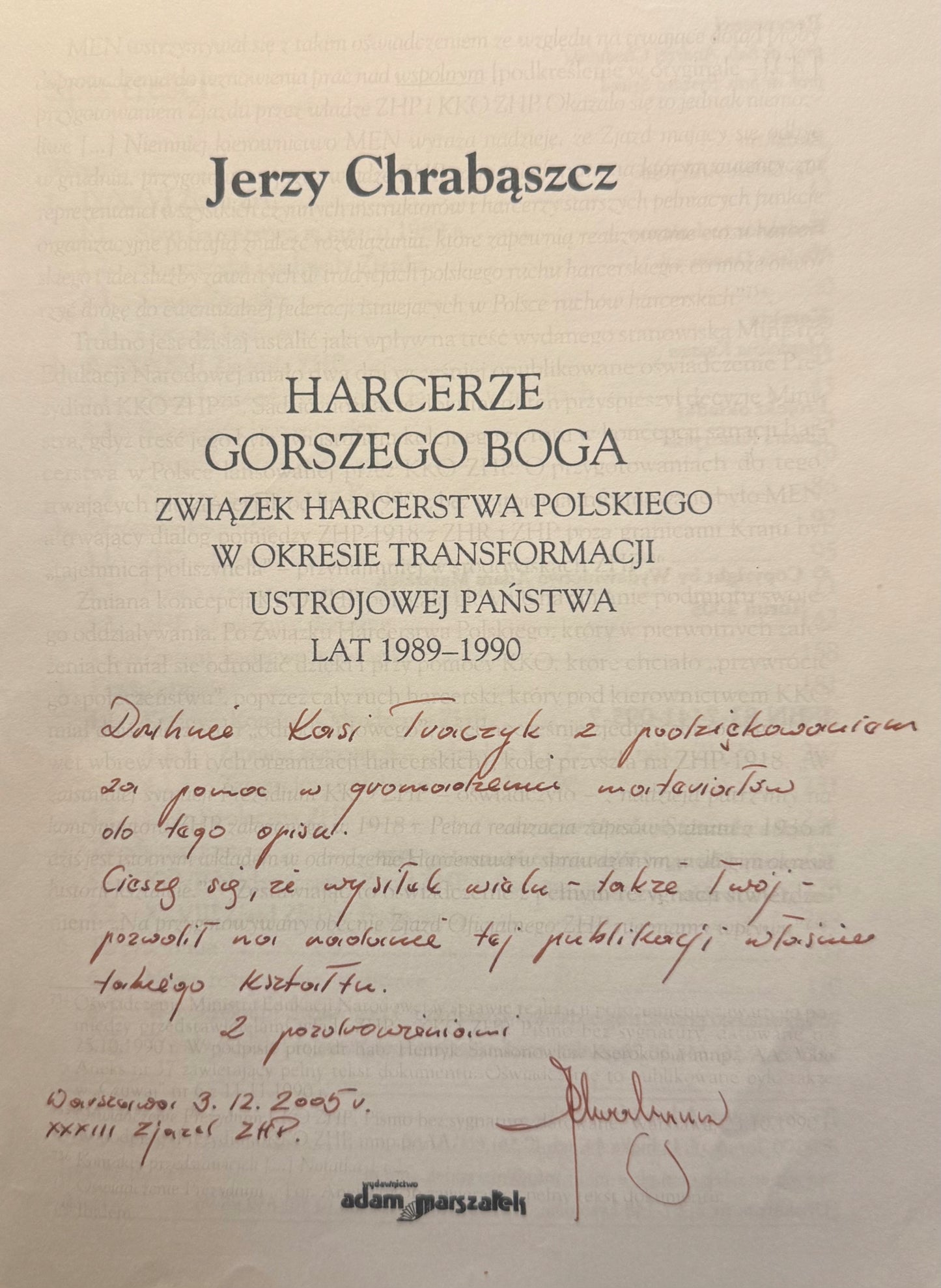 Harcerze Gorszego Boga Jerzy Chrabąszcz [ZHP] [dedykacja odautorska]