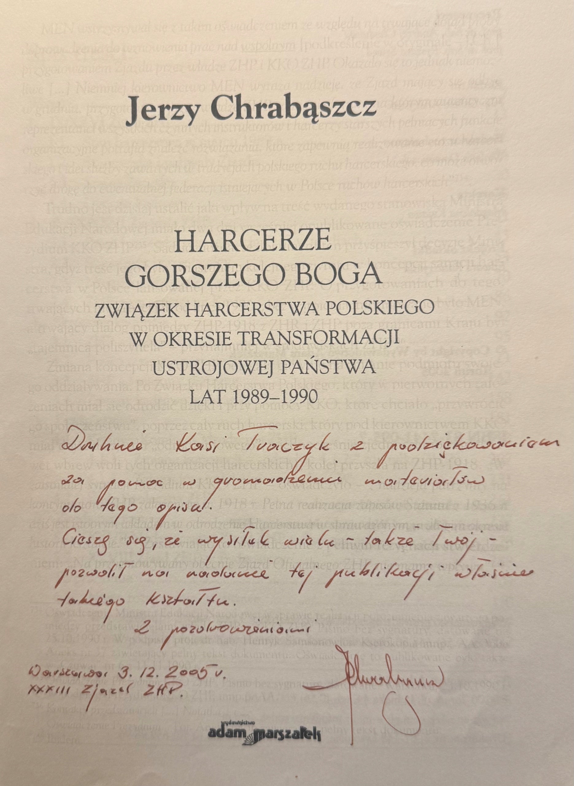 Harcerze Gorszego Boga Jerzy Chrabąszcz [ZHP] [dedykacja odautorska]