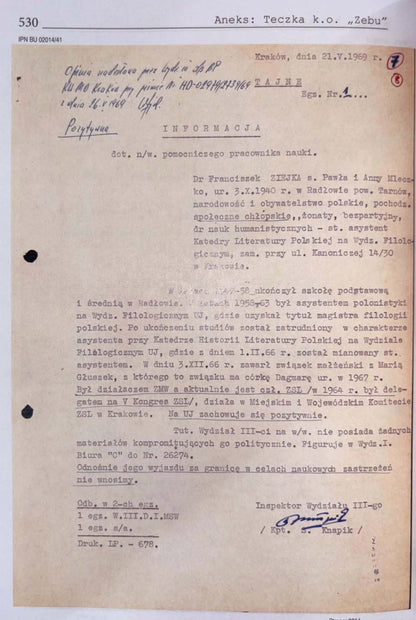 Uporczywa lustracja prof. Franciszka Ziejki Rektora UJ Bogusław Górka