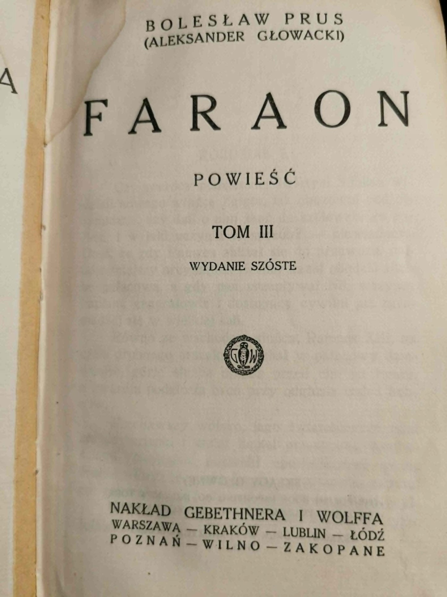 Faraon t. I-III, B. Prus [1925]
