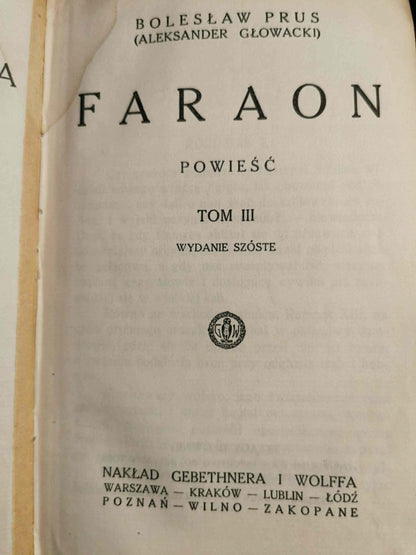 Faraon t. I-III, B. Prus [1925]