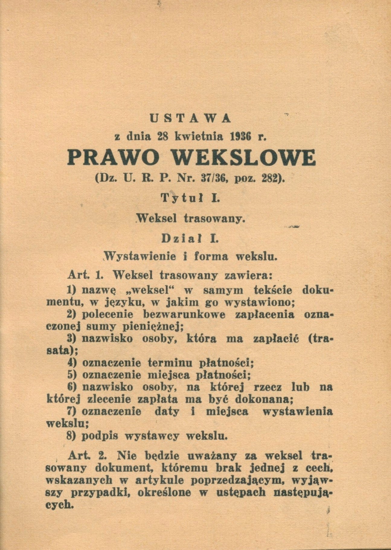 Prawo wekslowe i czekowe: ustawy z dnia 28.04. 1936 r. [Poznań 1936]