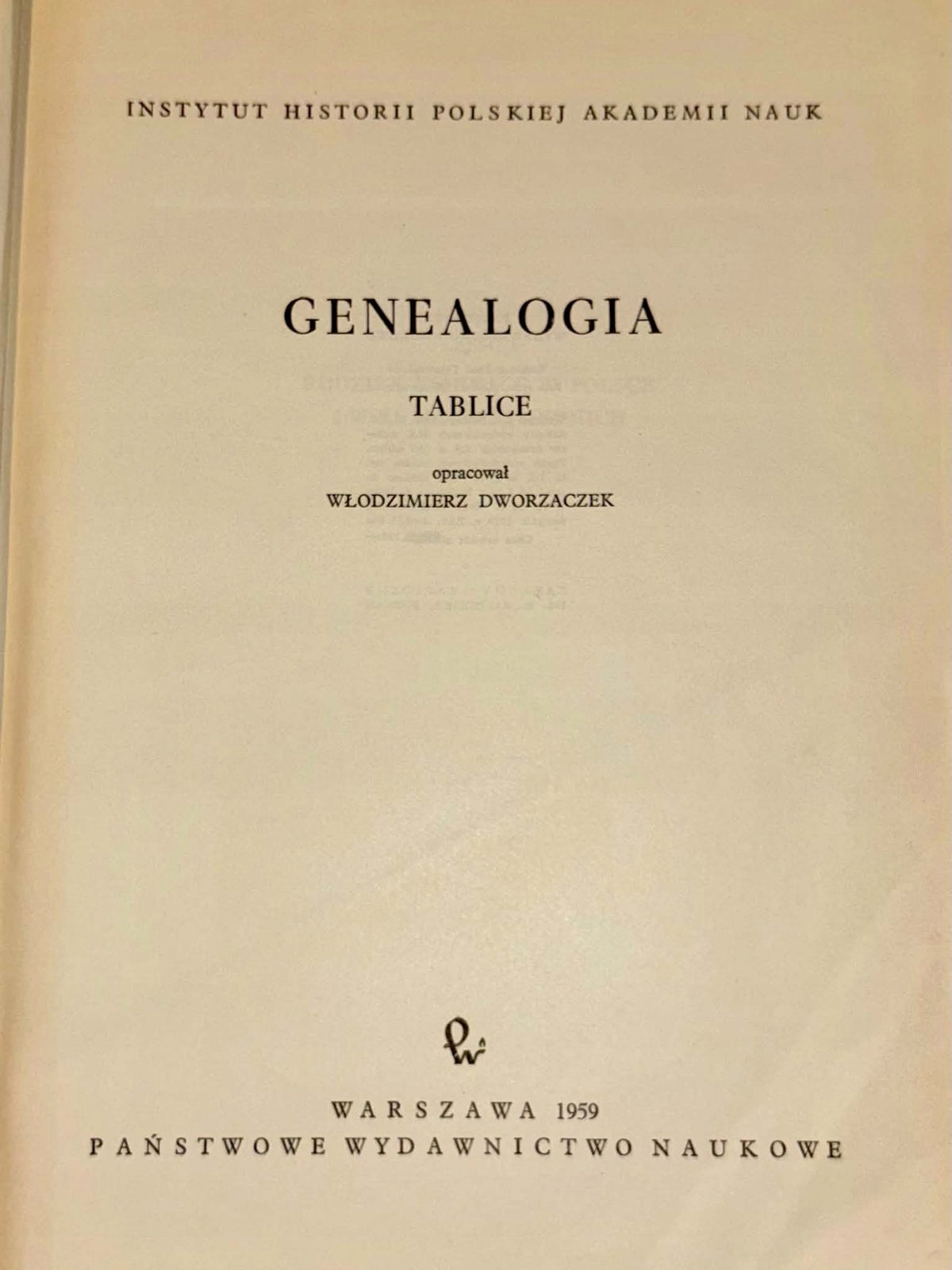 Genealogia [komplet] Włodzimierz Dworzaczek [1959]