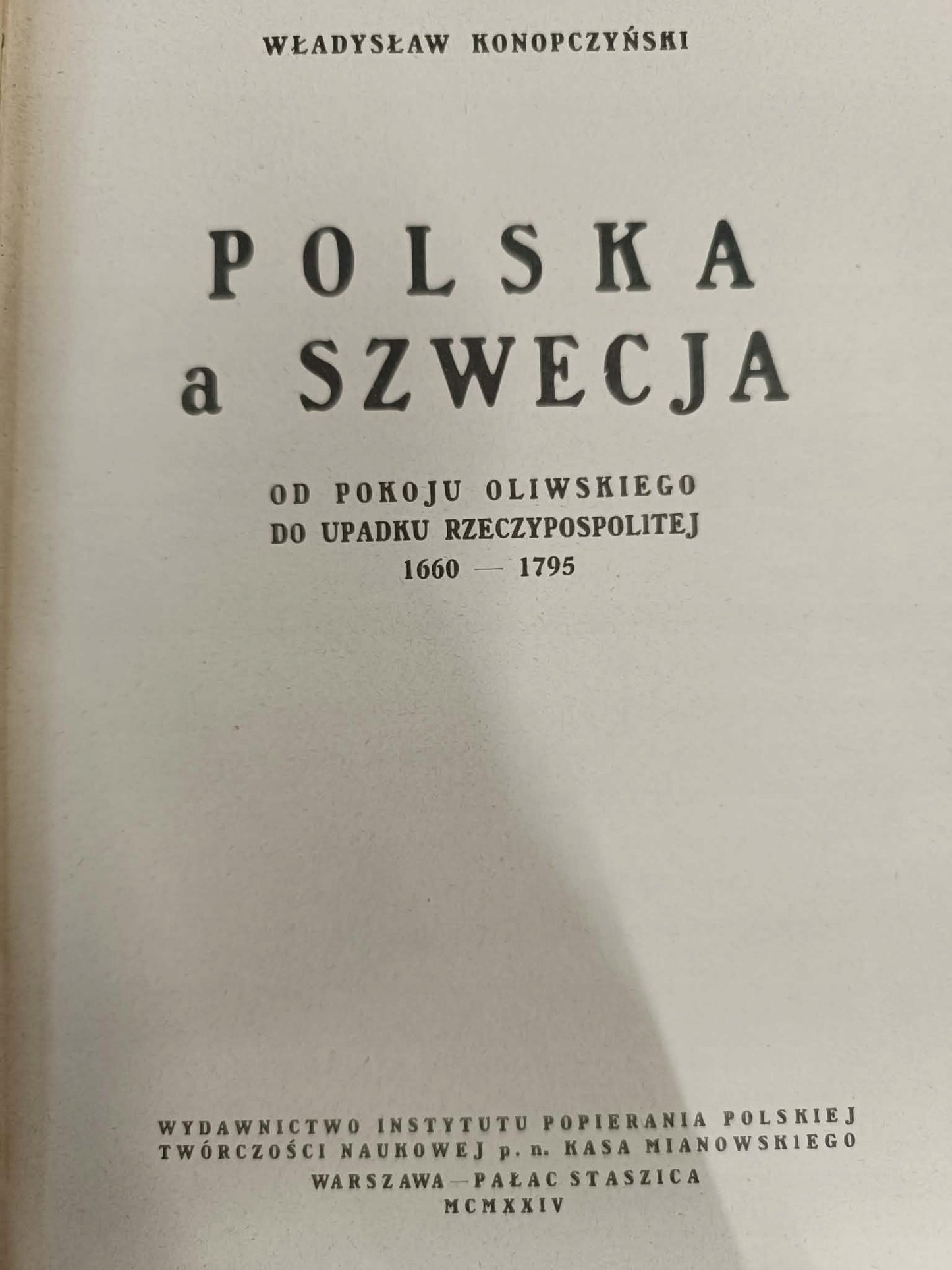 Władysław Konopczyński, Polska a Szwecja