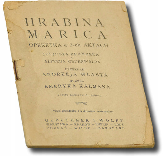 Hrabina Marica, operetka w 3-ch aktach [1924]