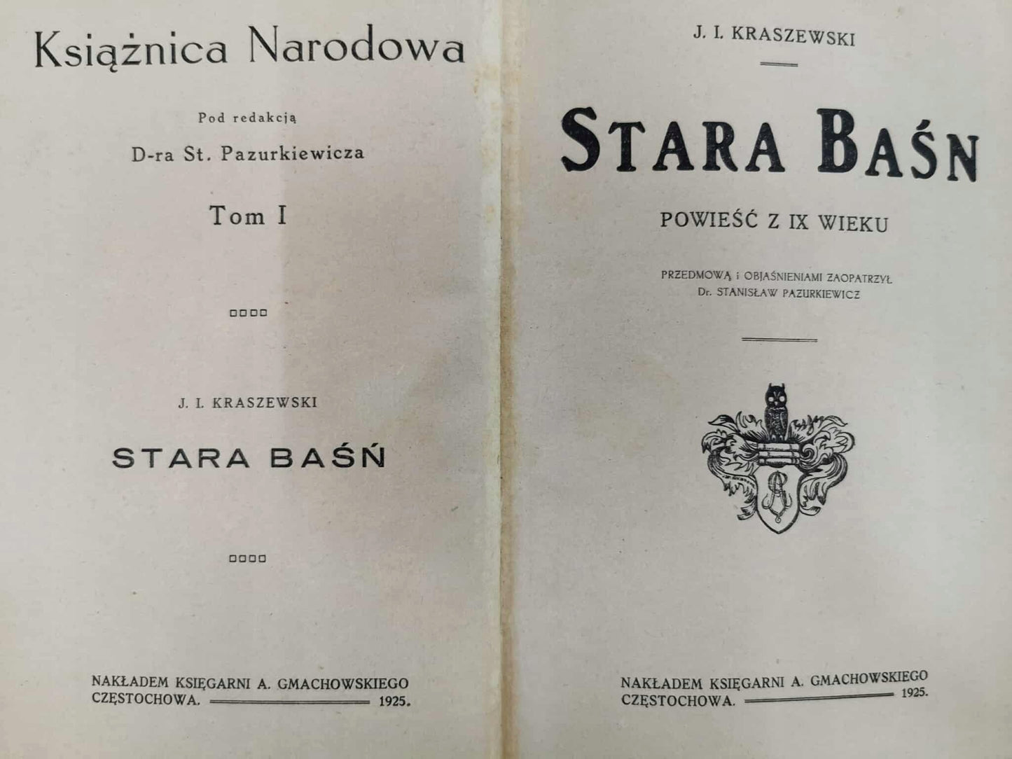 Stara Baśń, J. I. Kraszewski [1925] [okładka Janina Kilian-Stankiewicz]