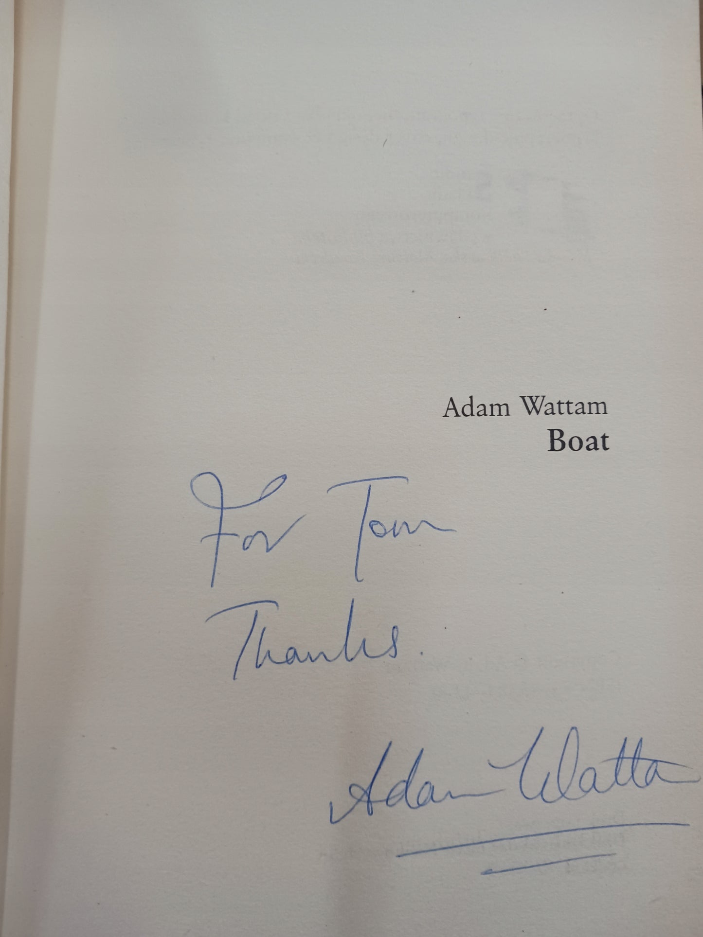 Boat Adam Wattam [dedykacja autora]