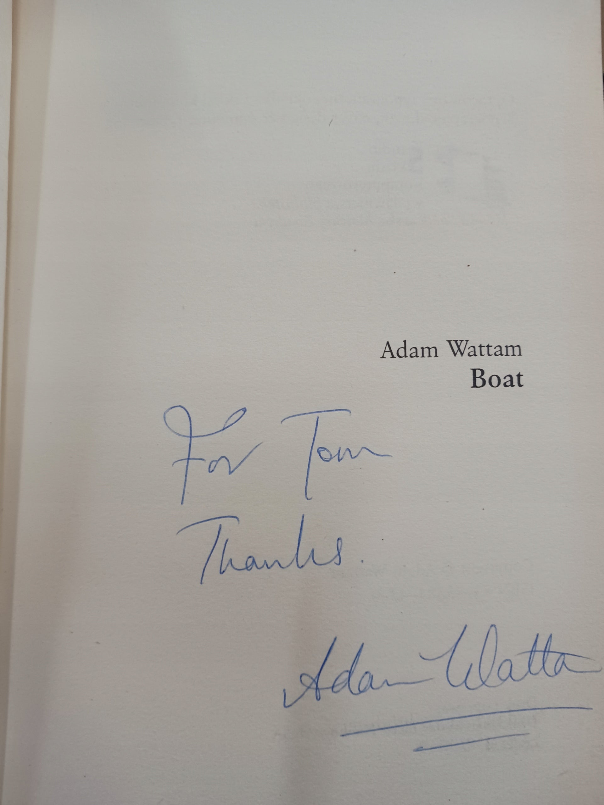 Boat Adam Wattam [dedykacja autora]