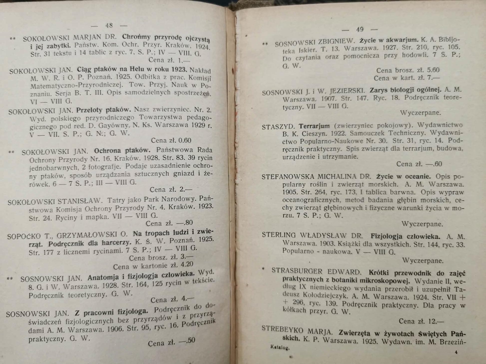 Katalog rozumowany książek przyrodniczych [Warszawa 1929]