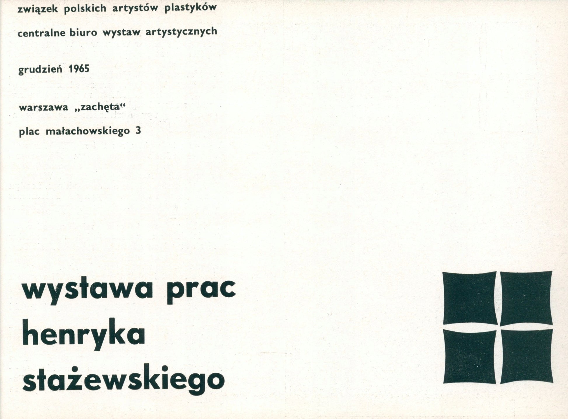 Wystawa prac Henryka Stażewskiego. Katalog [Warszawa 1965]