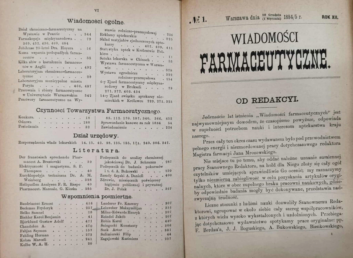 Wiadomości farmaceutyczne. Dwutygodnik, t. XII [1885]