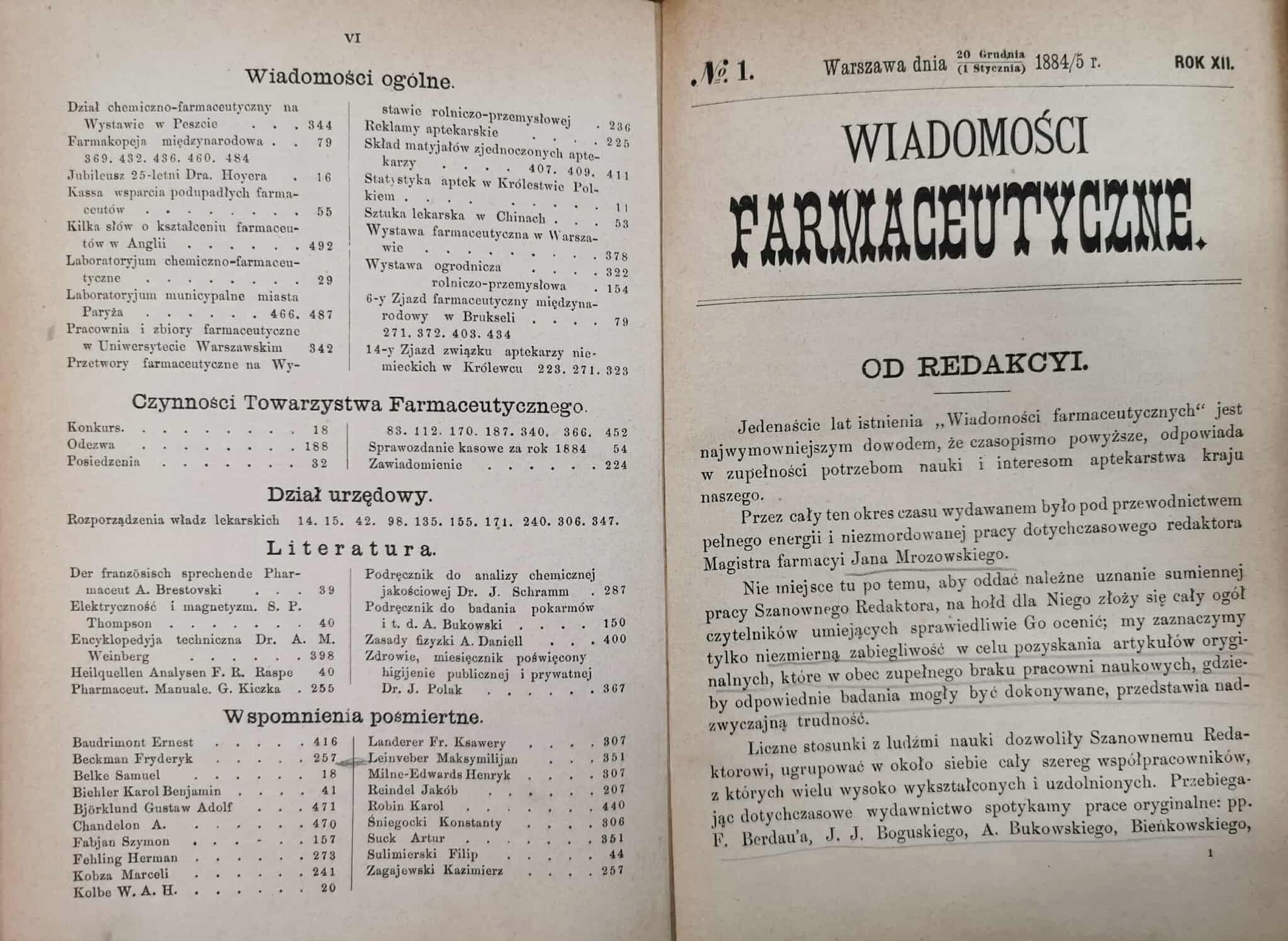 Wiadomości farmaceutyczne. Dwutygodnik, t. XII [1885]