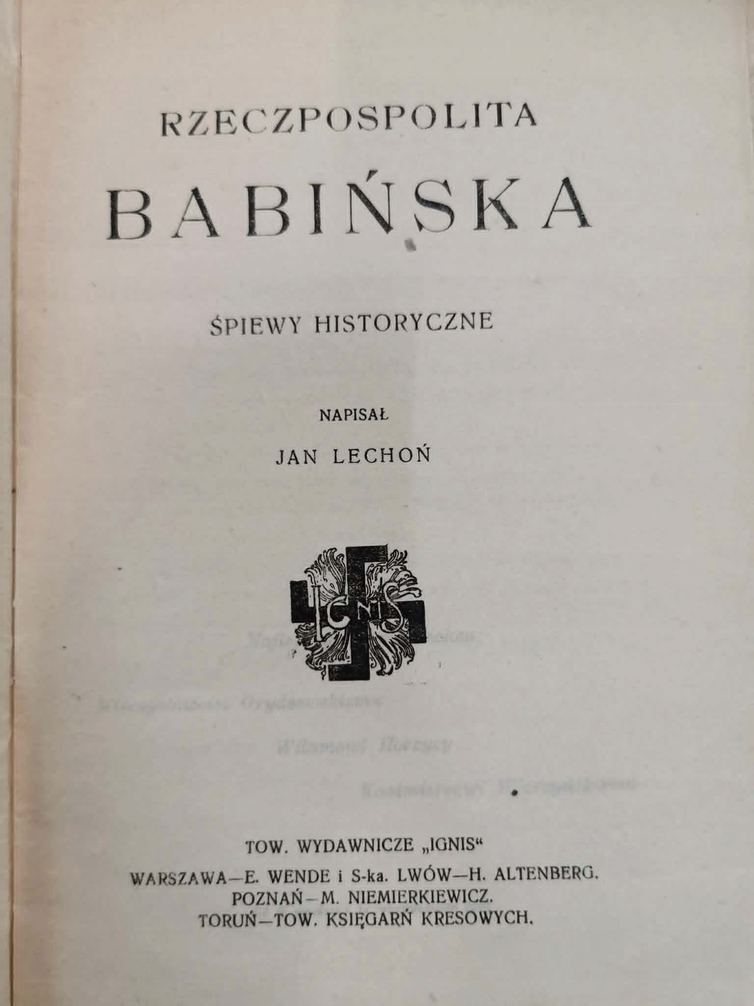 Rzeczpospolita babińska, Jan Lechoń [1920]