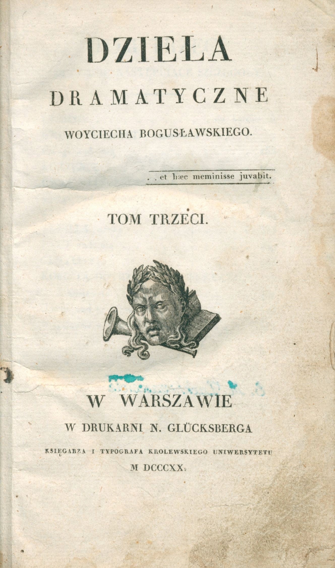 Dzieła dramatyczne Woyciecha Bogusławskiego, t. III [Warszawa 1820]