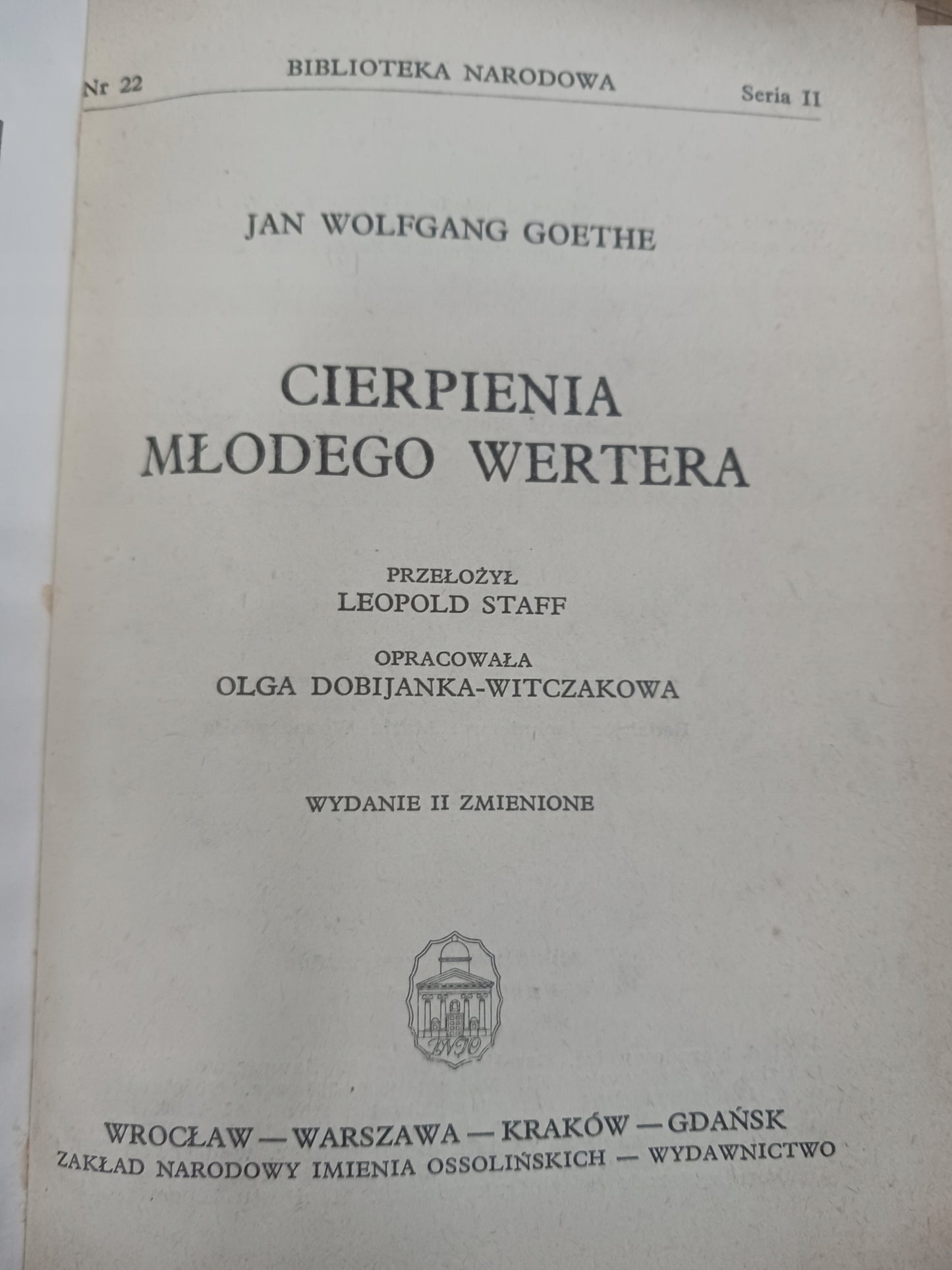 Cierpienia młodego Wertera J.W. Goethe [Biblioteka Narodowa]
