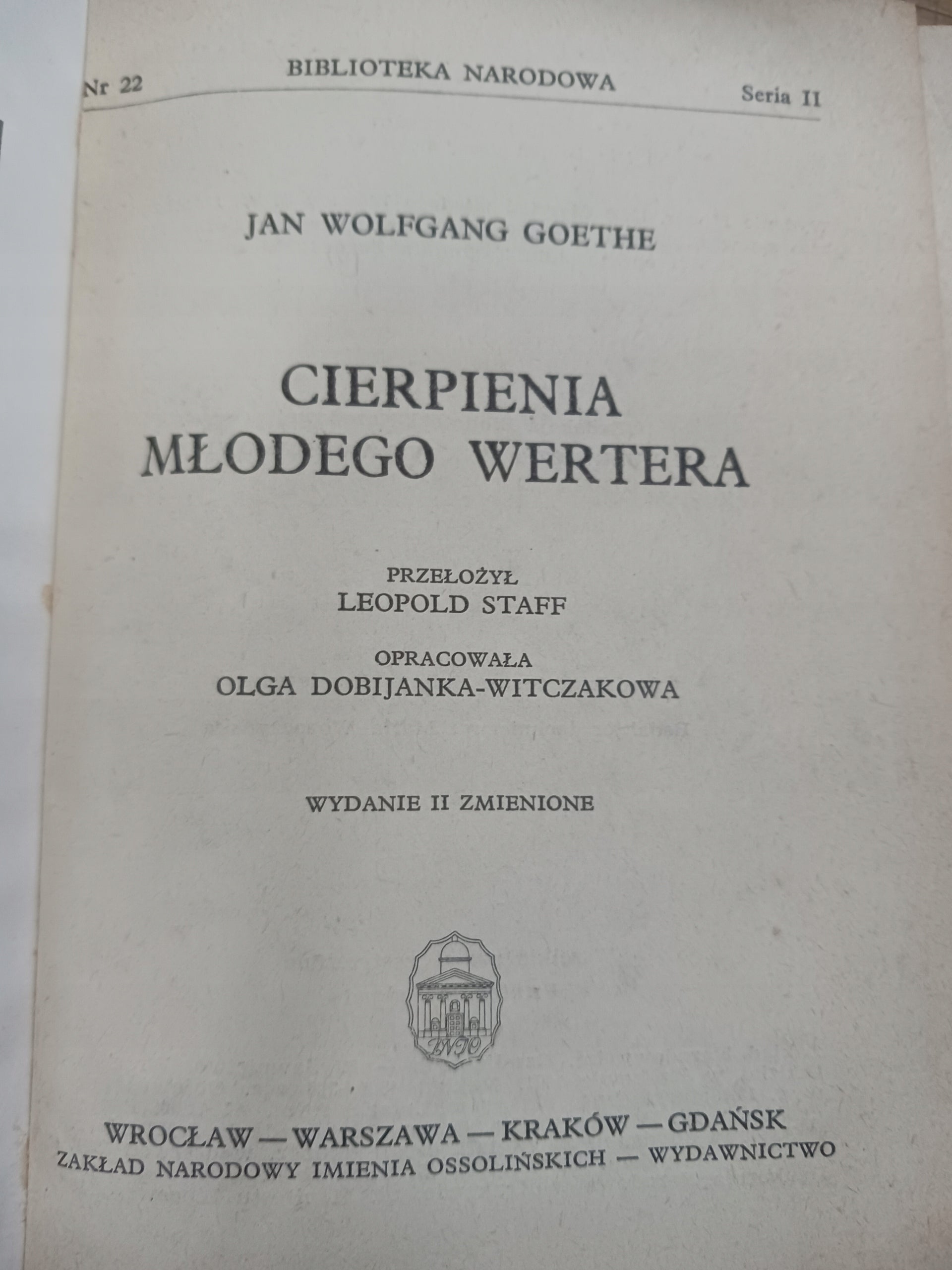 Cierpienia młodego Wertera J.W. Goethe [Biblioteka Narodowa]