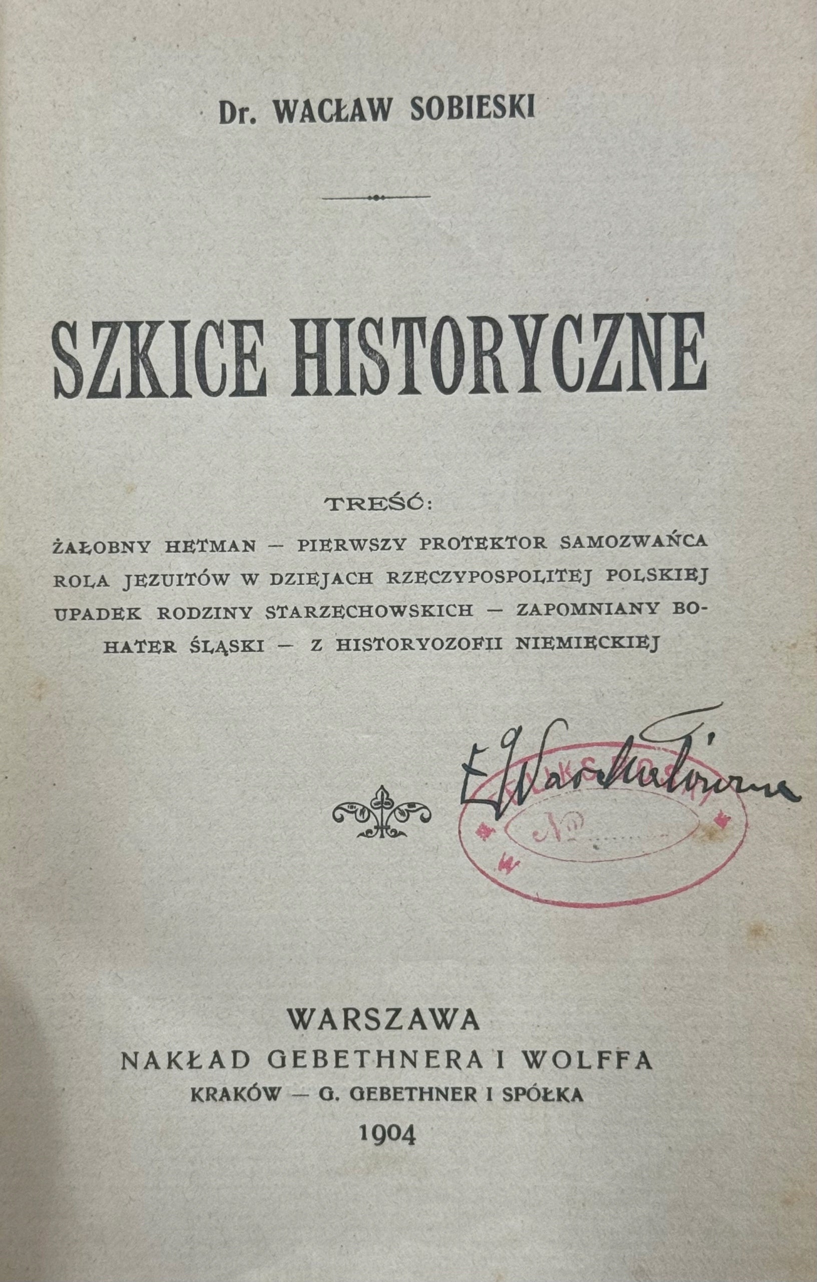 Szkice historyczne Wacław Sobieski [1904]