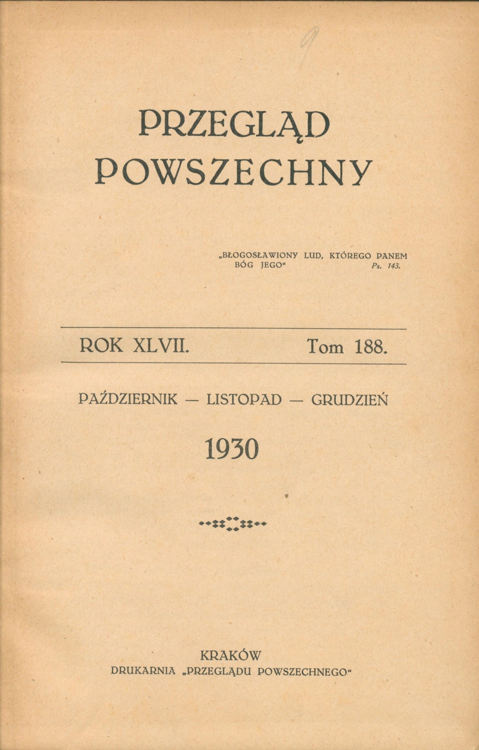 Przegląd Powszechny. Rok XLVII Tomy 185-188 w trzech woluminach [1930]