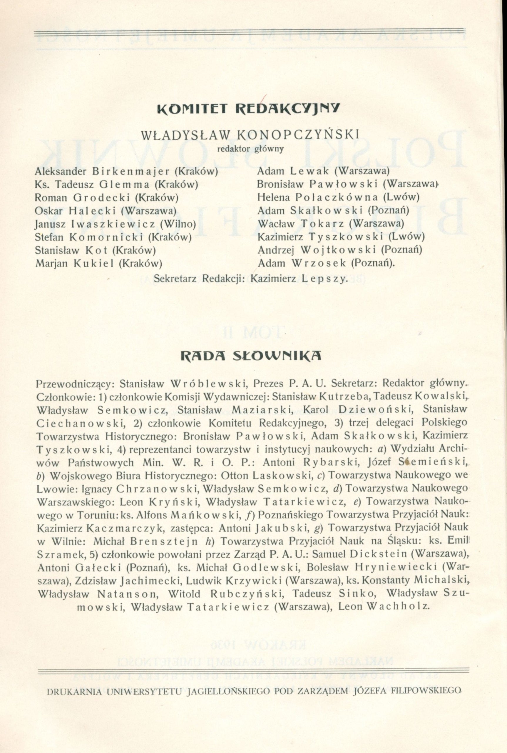 Polski Słownik Biograficzny, t. I - VI [Warszawa 1935 -1948]