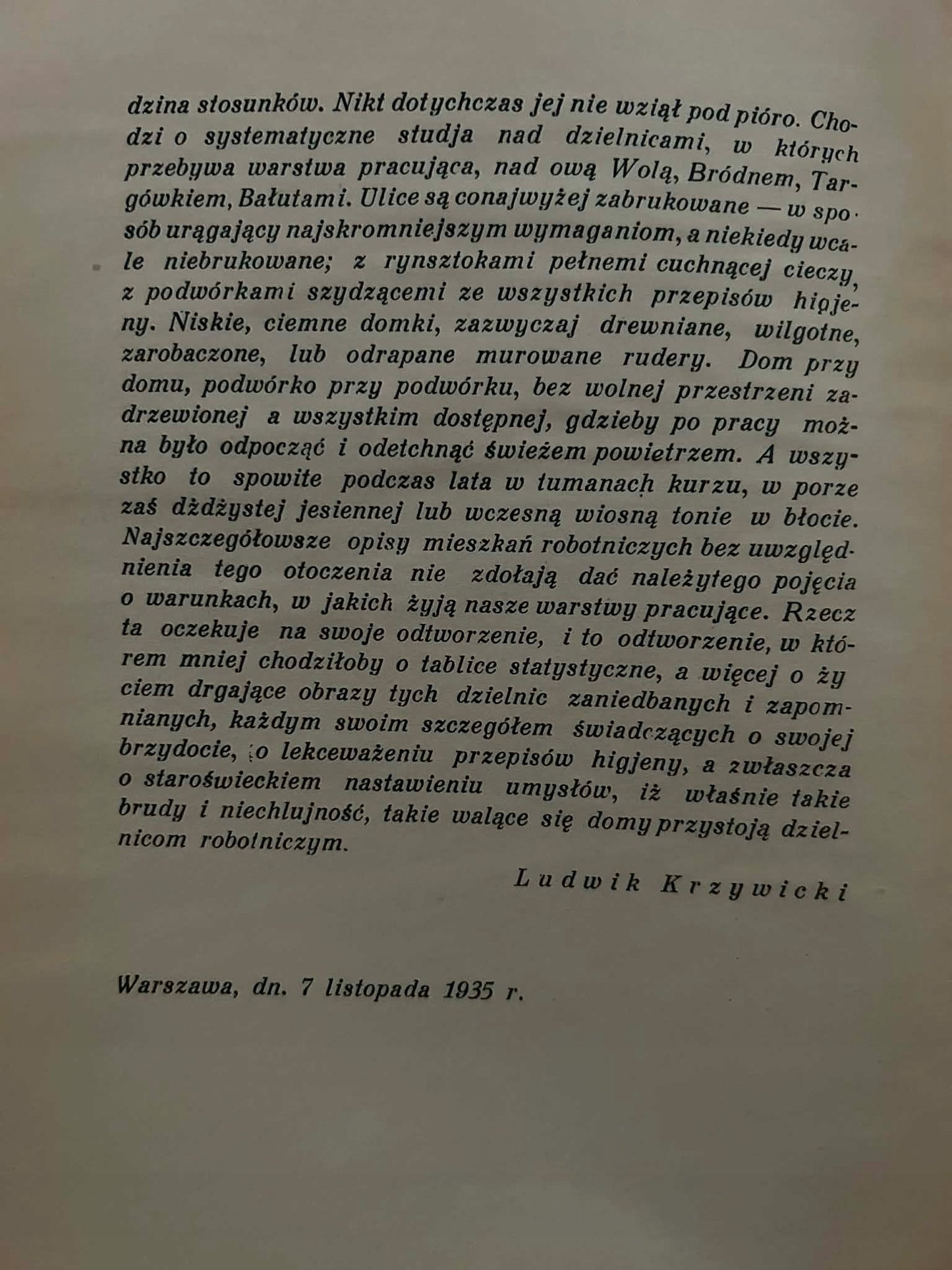 Warunki mieszkaniowe robotników w okresie kryzysu i bezrobocia [1936 r.]