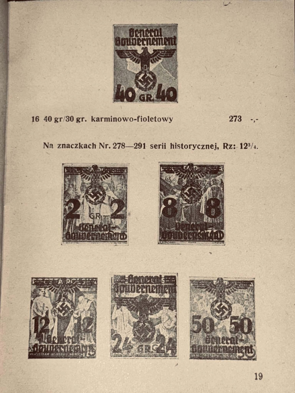 Znaczki Generalnego Gubernatorstwa i polskie W oprac. St. Miksteina [1944]