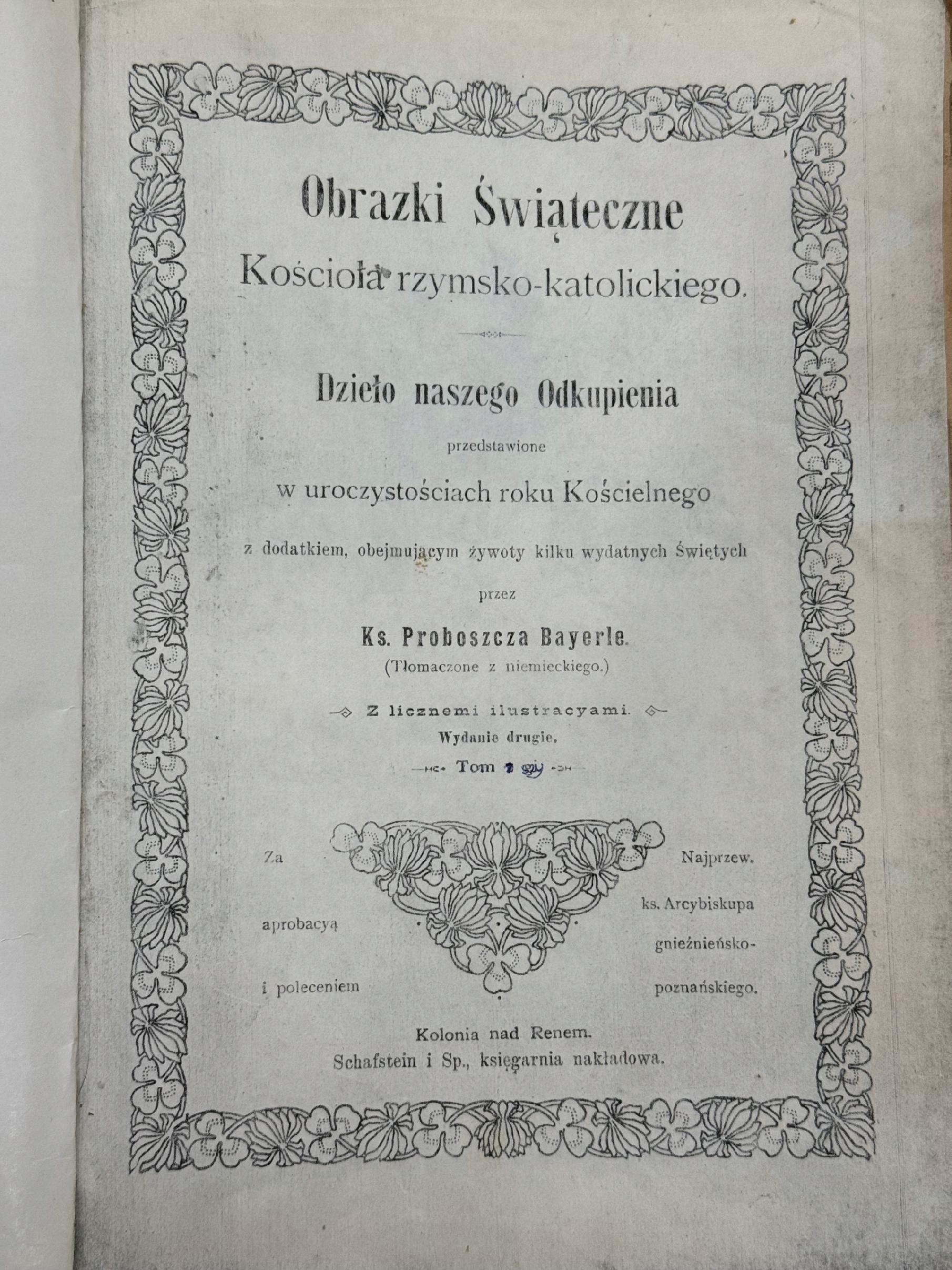 Obrazki świąteczne Kościoła rzymsko-katolickiego Bayerle Bernard Gustav