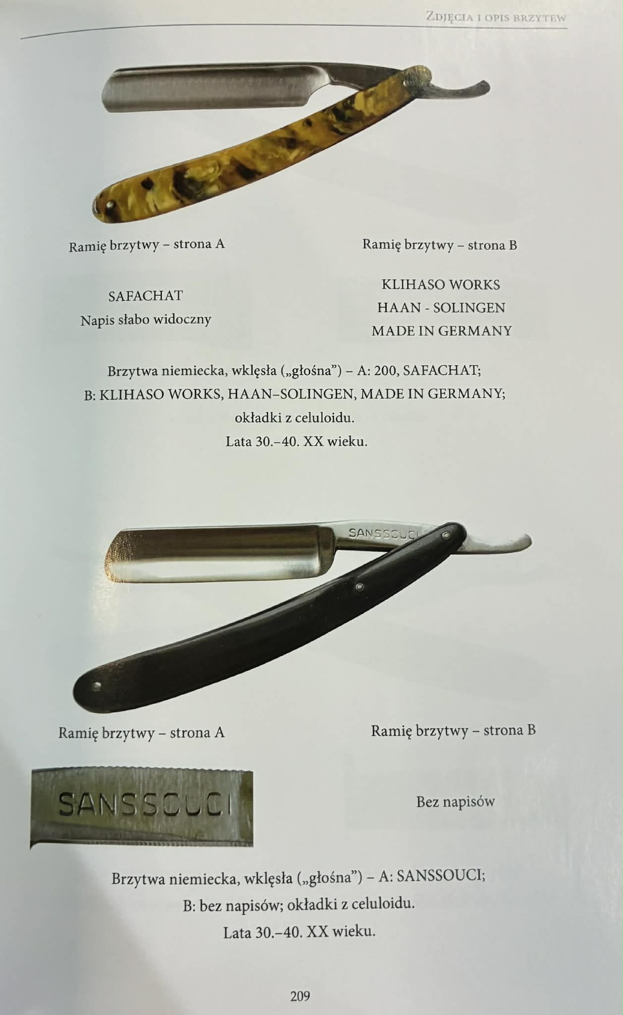 Lech Kubecki Brzytwa Fryzjerska XVIII - XX w. Rodzaje, modele, producenci