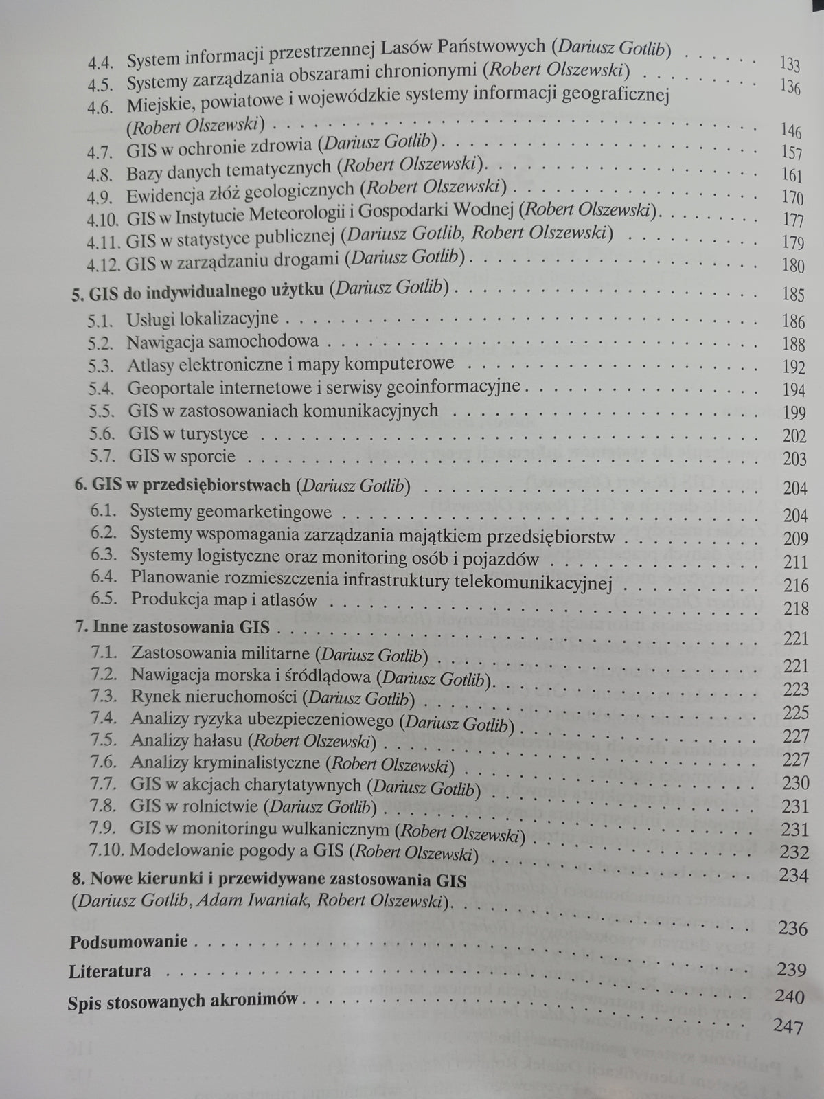 GIS Obszary zastosowań. Gotlib, Iwaniak, Olszewski