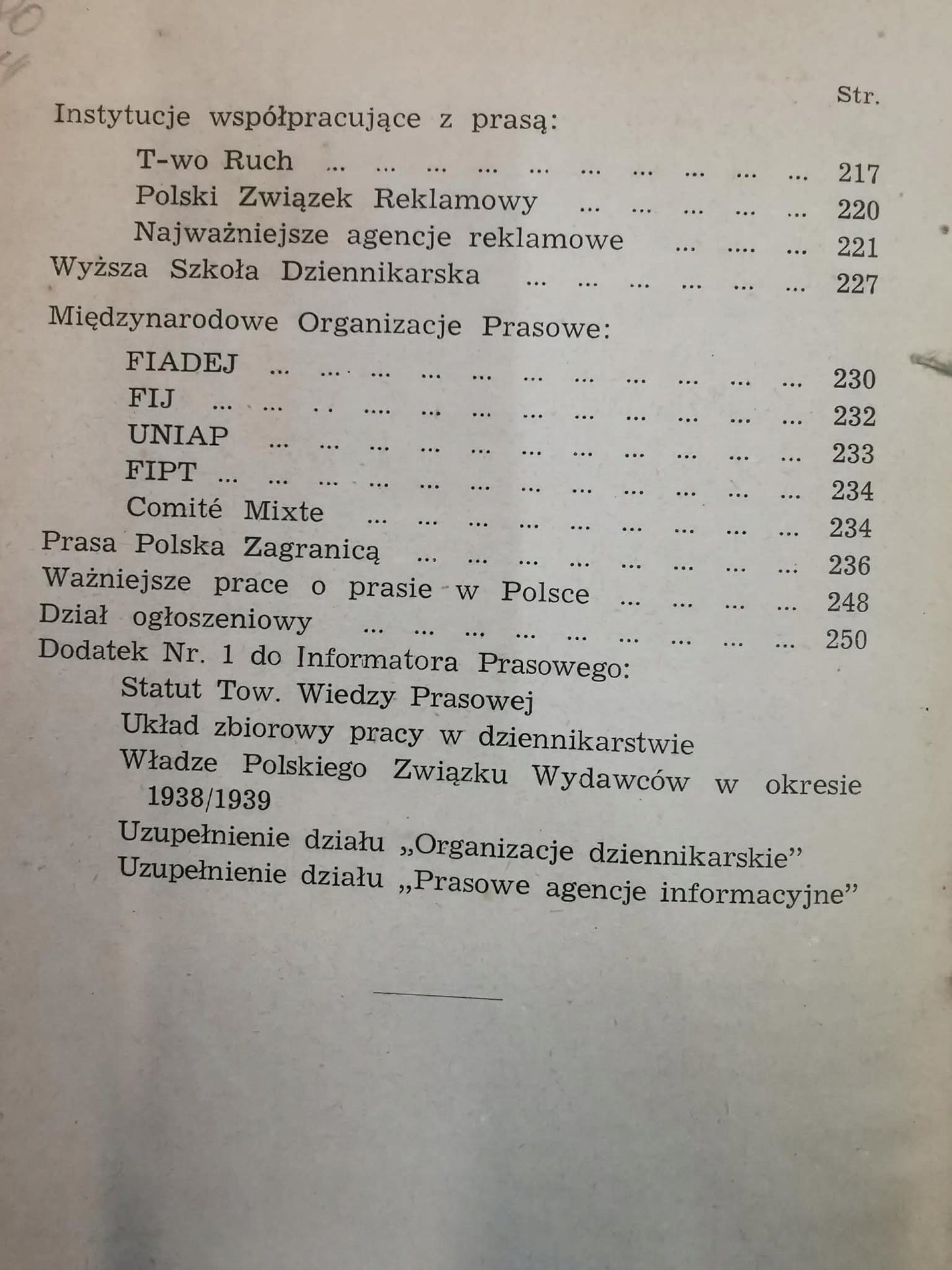 Informator Prasowy 1938/39