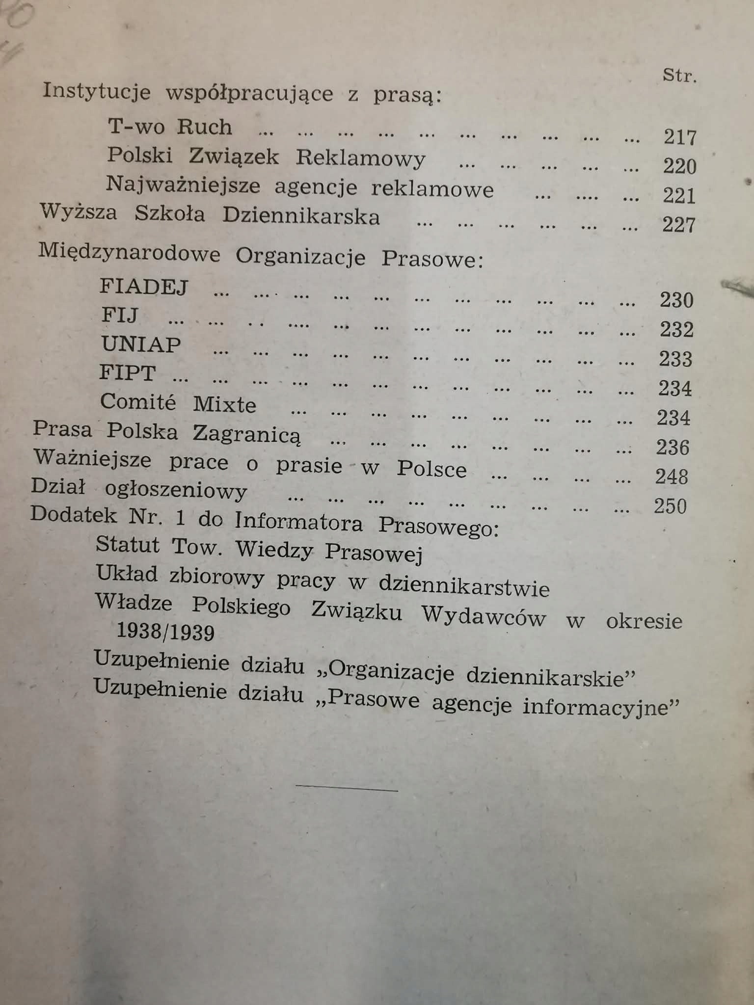 Informator Prasowy 1938/39