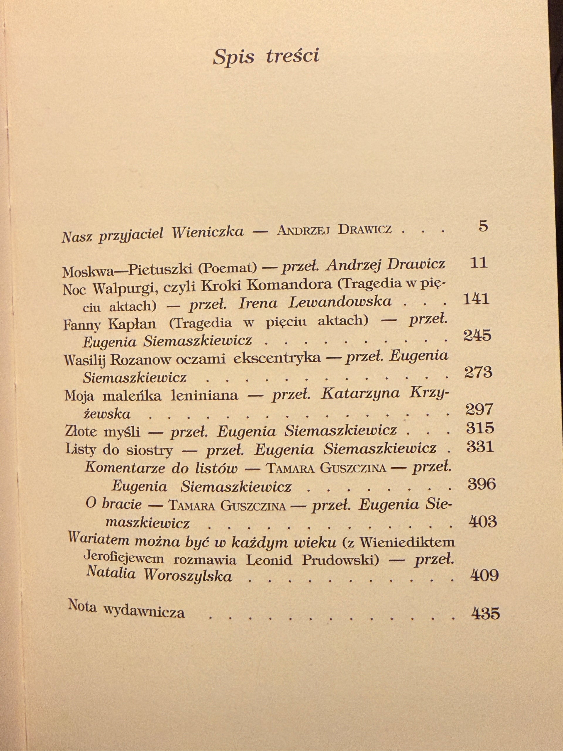 Dzieła prawie wszystkie Jerofiejew Wieniedikt