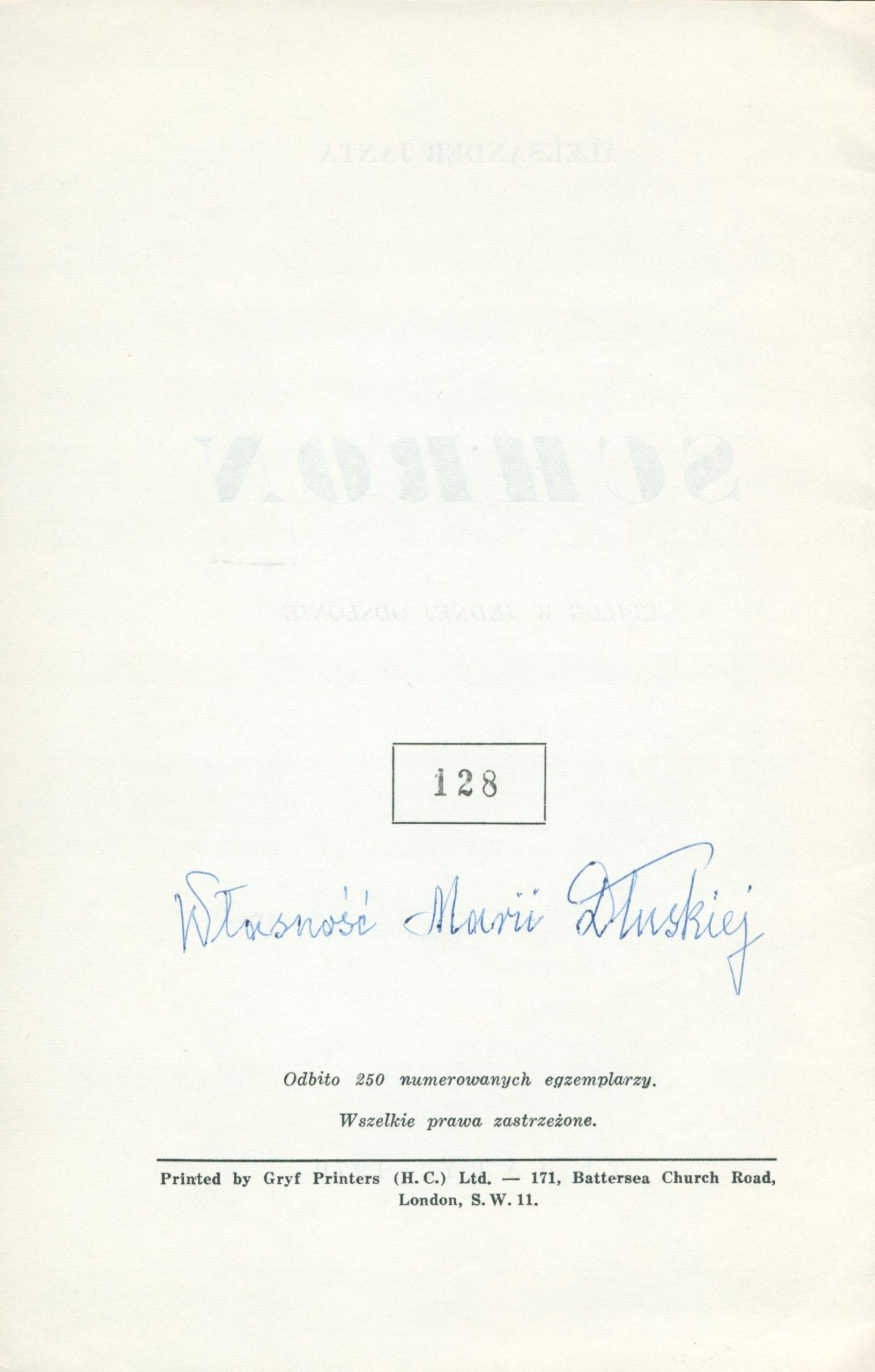 Janta Połczyński Aleksander: Schron: Epilog w jednej odsłonie [Londyn 1970]