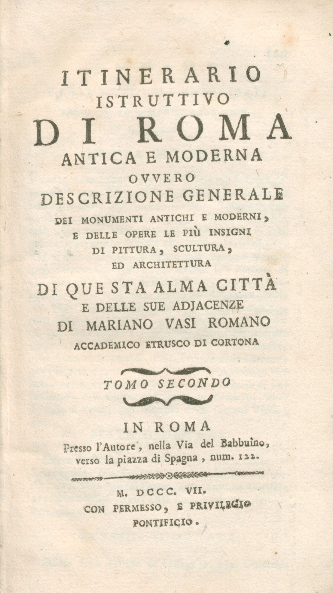 Itinerario istruttivo di Roma, Mariano Vasi, t. II [Rzym 1807]