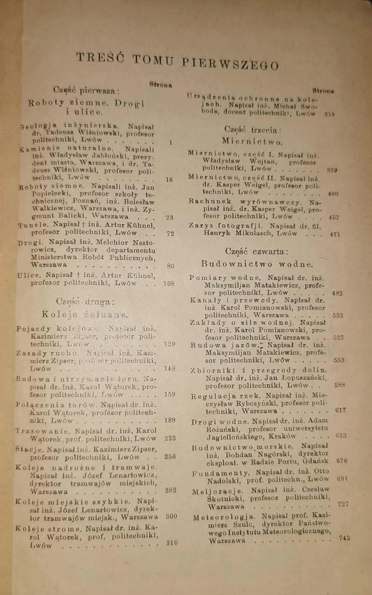 Podręczniki Inżynierskie t. I-IV, red. S. Bryła [1927]