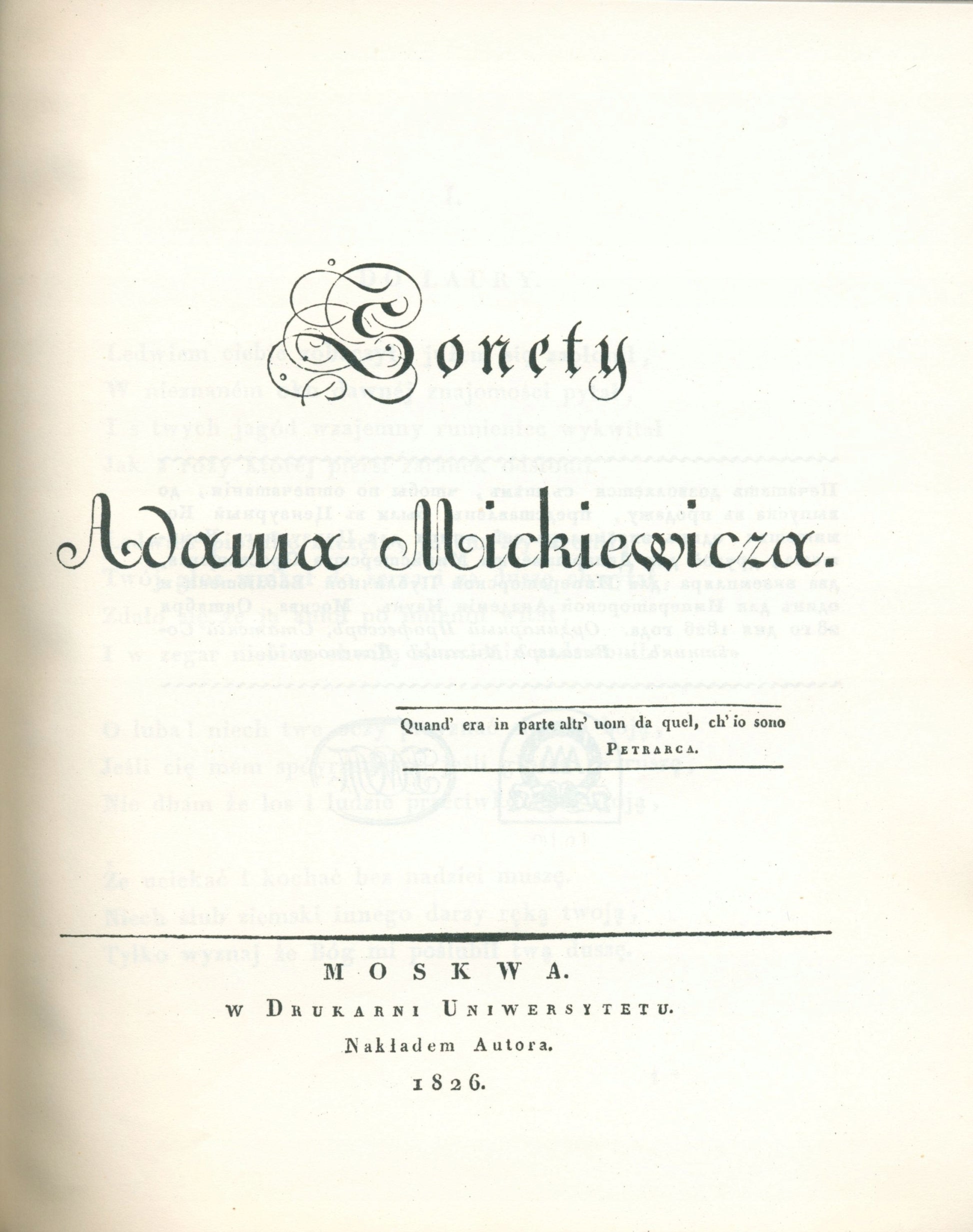 Sonety Adama Mickiewicza. Podobizna pierwodruku w 150 rocznicę [1976]